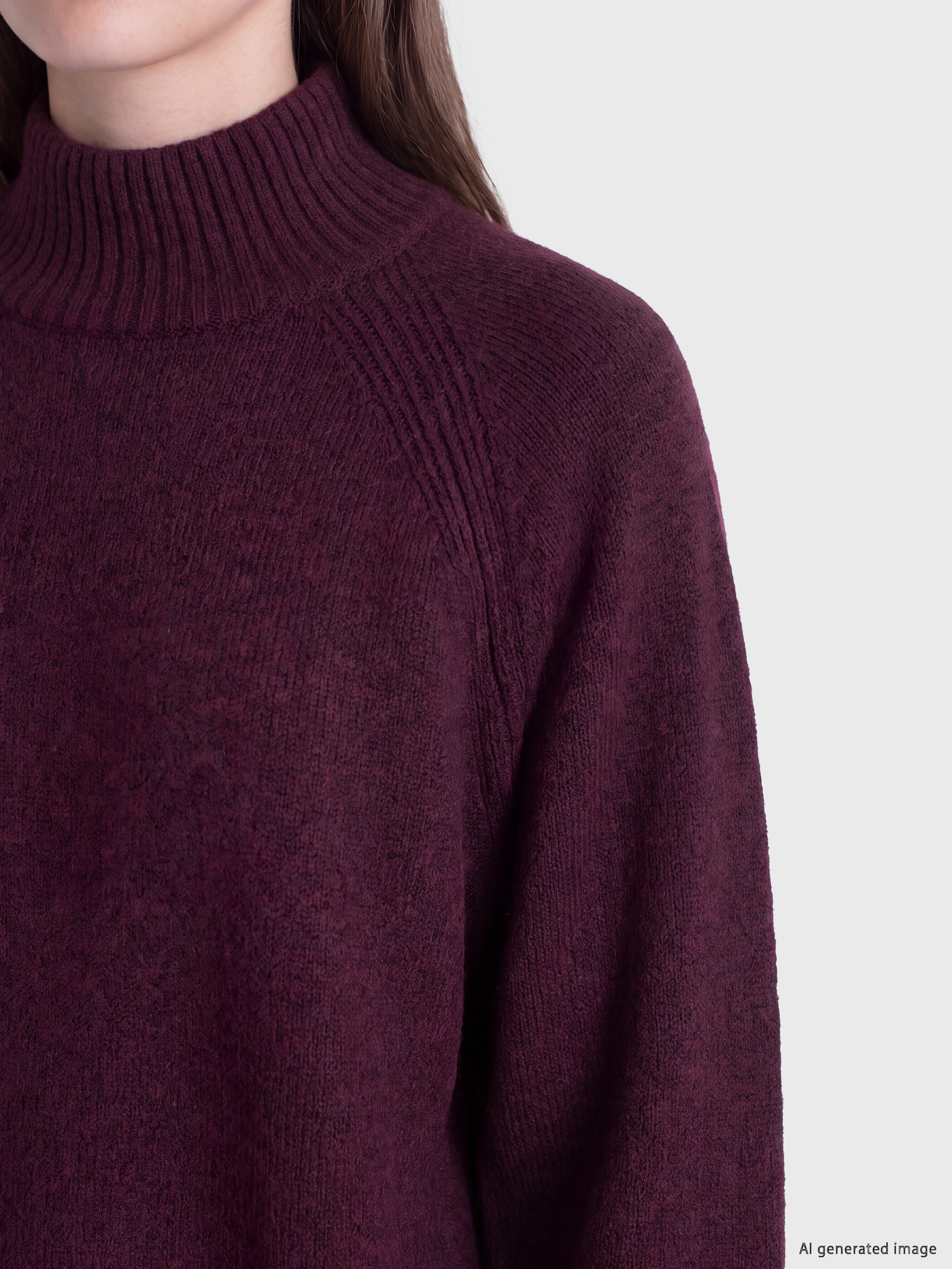 LCW Modest Yarım Balıkçı Yaka Oversize Kadın Triko Tunik görsel 3