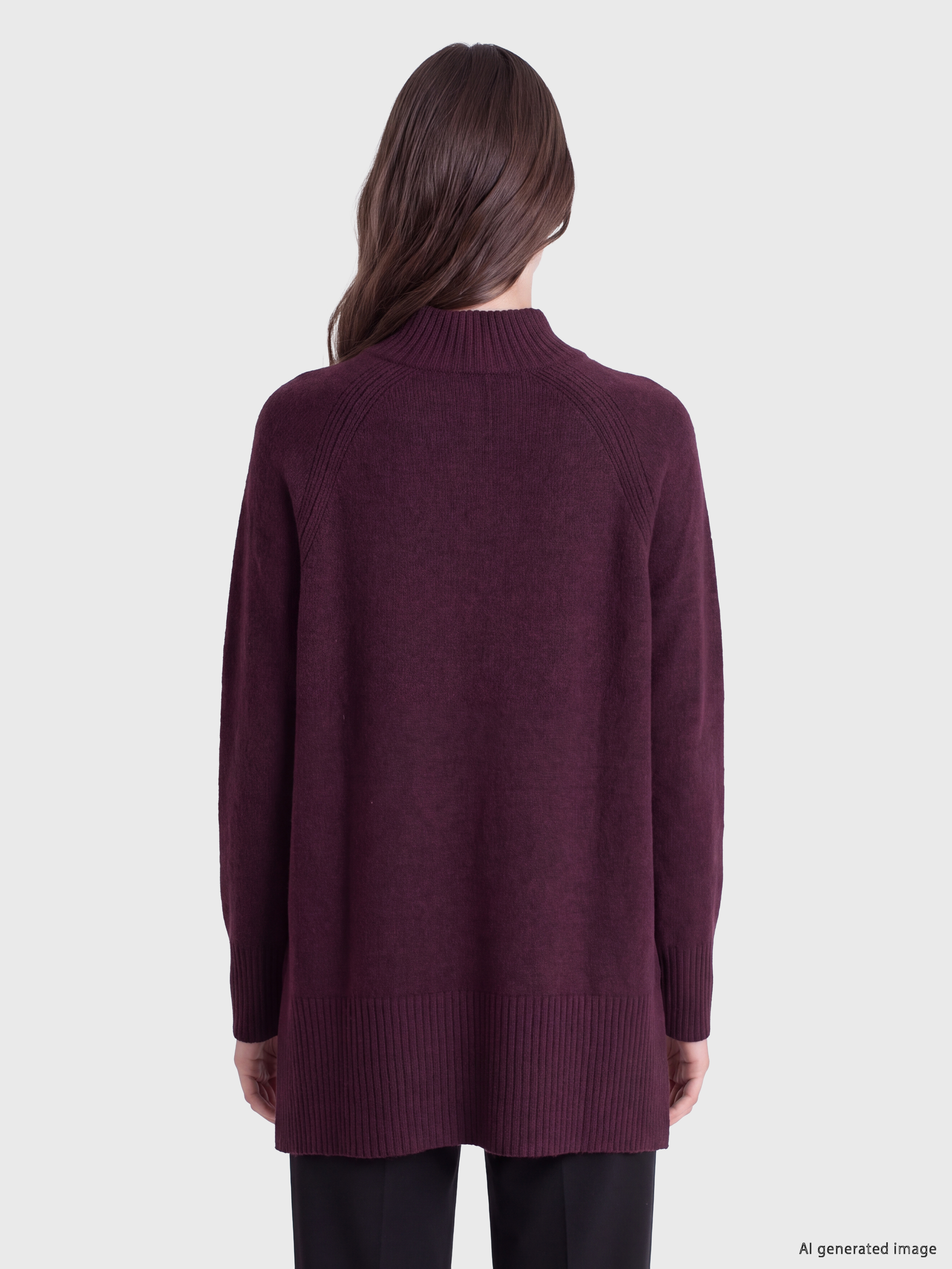 LCW Modest Yarım Balıkçı Yaka Oversize Kadın Triko Tunik görsel 4