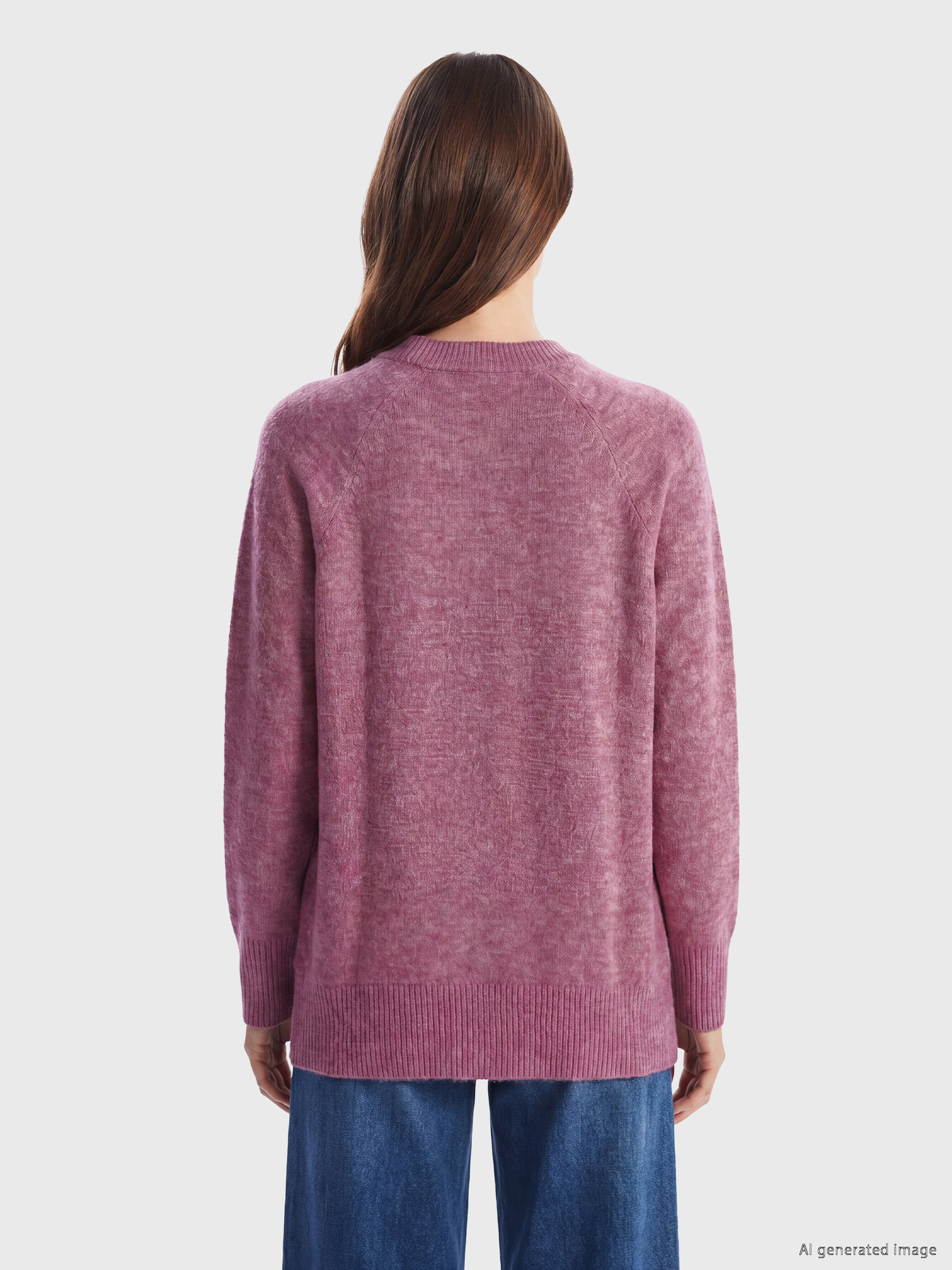LCW Modest Bisiklet Yaka Oversize Kadın Triko Tunik görsel 4
