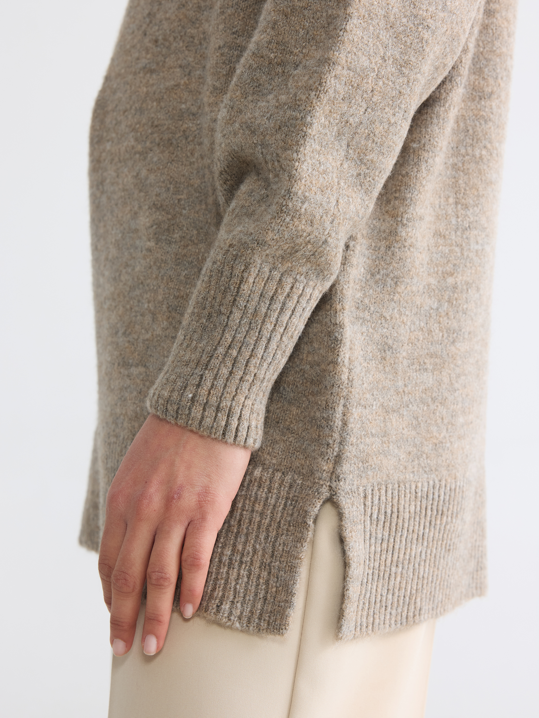 LCW Modest Bisiklet Yaka Oversize Kadın Triko Tunik görsel 3