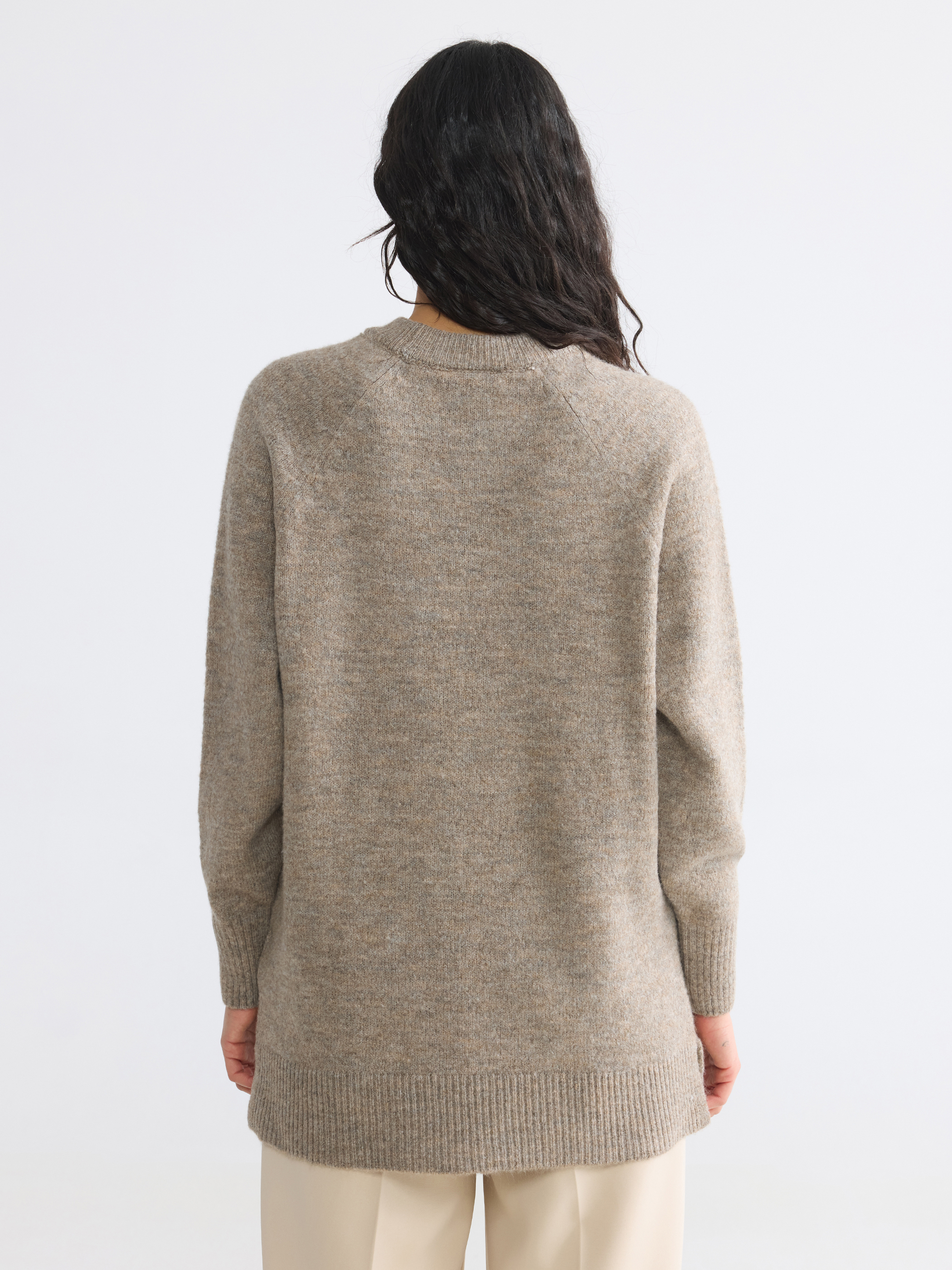 LCW Modest Bisiklet Yaka Oversize Kadın Triko Tunik görsel 4