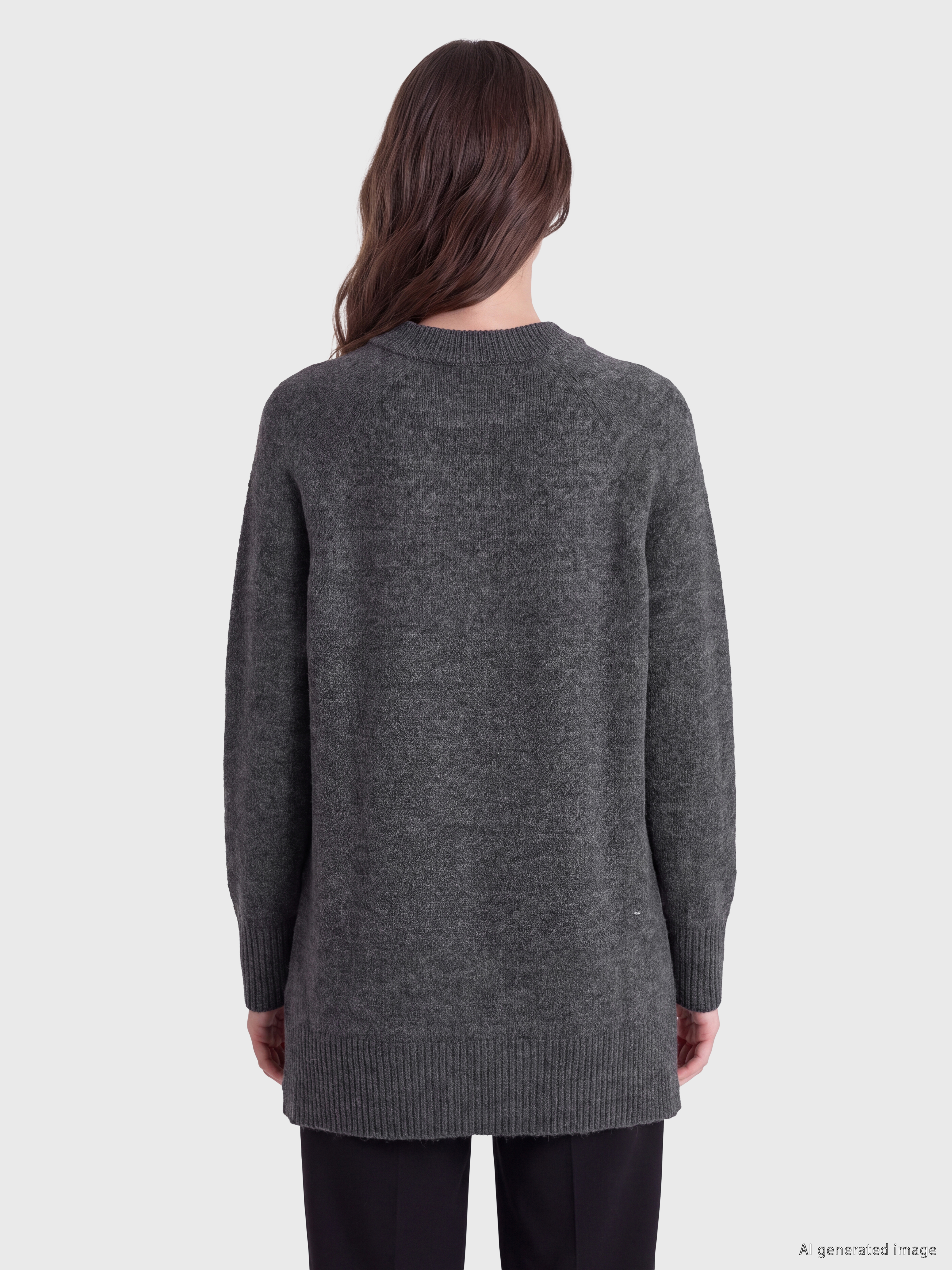 LCW Modest Bisiklet Yaka Oversize Kadın Triko Tunik görsel 4