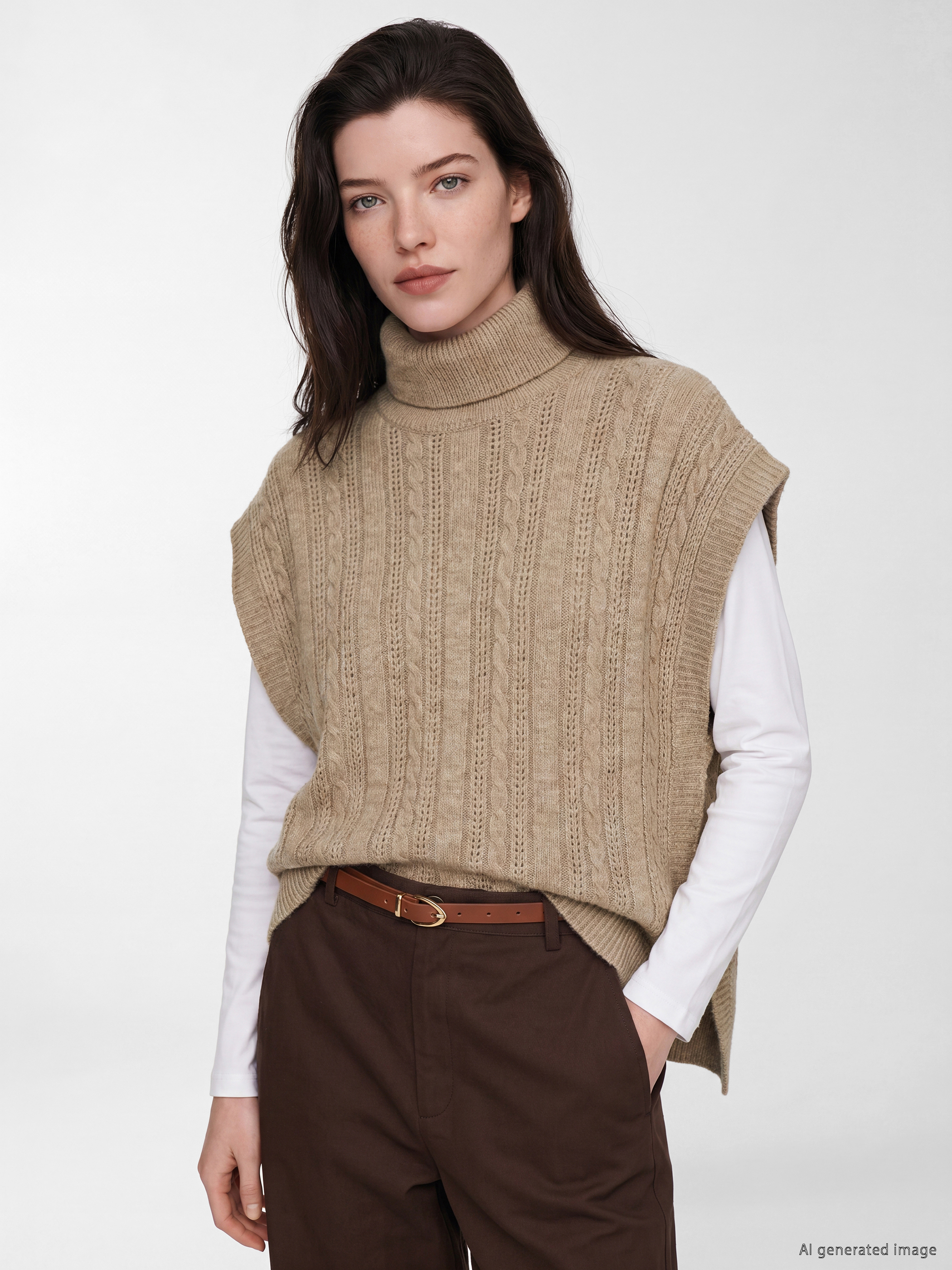 LCW Comfort Balıkçı Yaka Desenli Kadın Triko Süveter