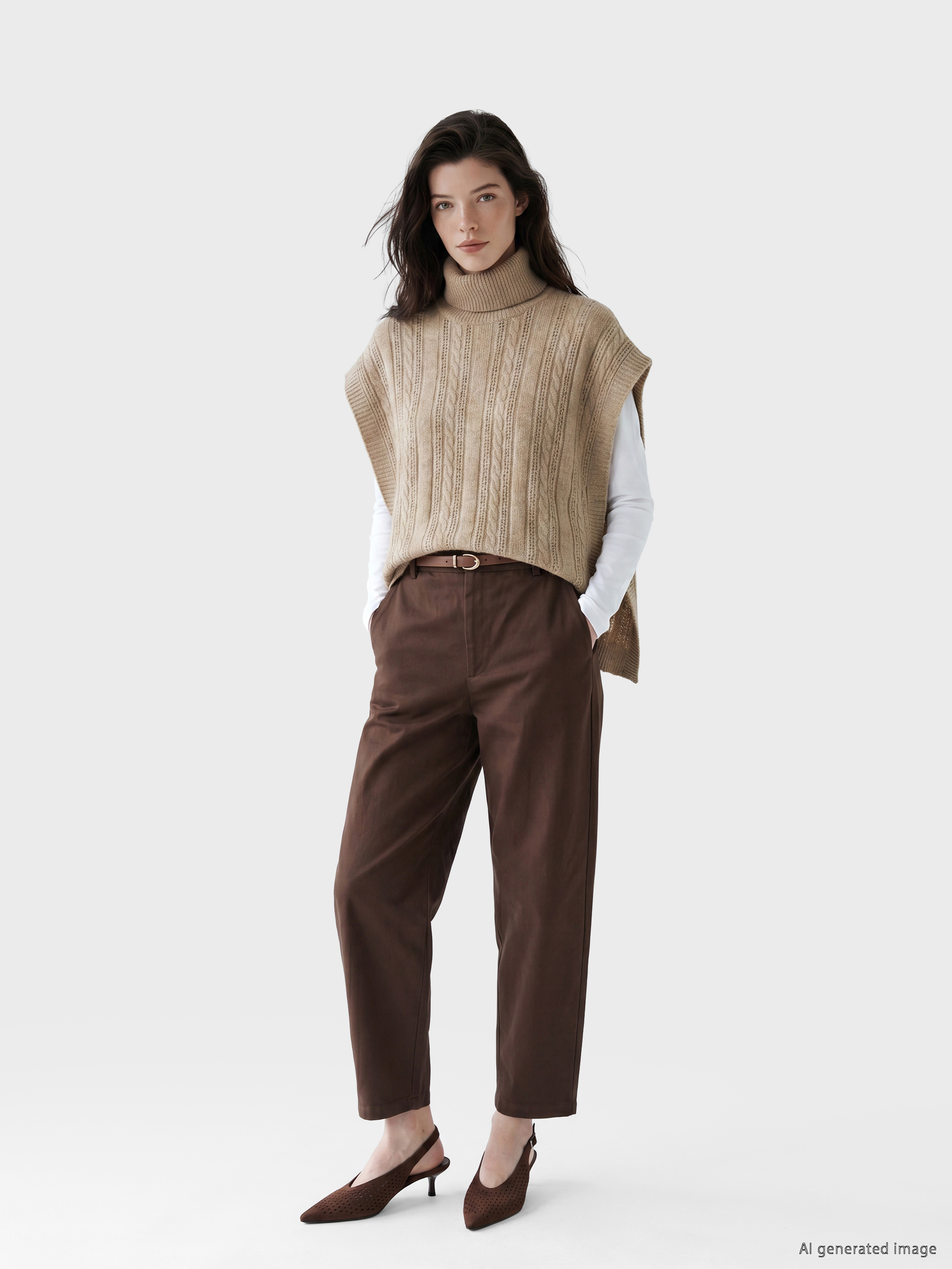 LCW Comfort Balıkçı Yaka Desenli Kadın Triko Süveter görsel 2