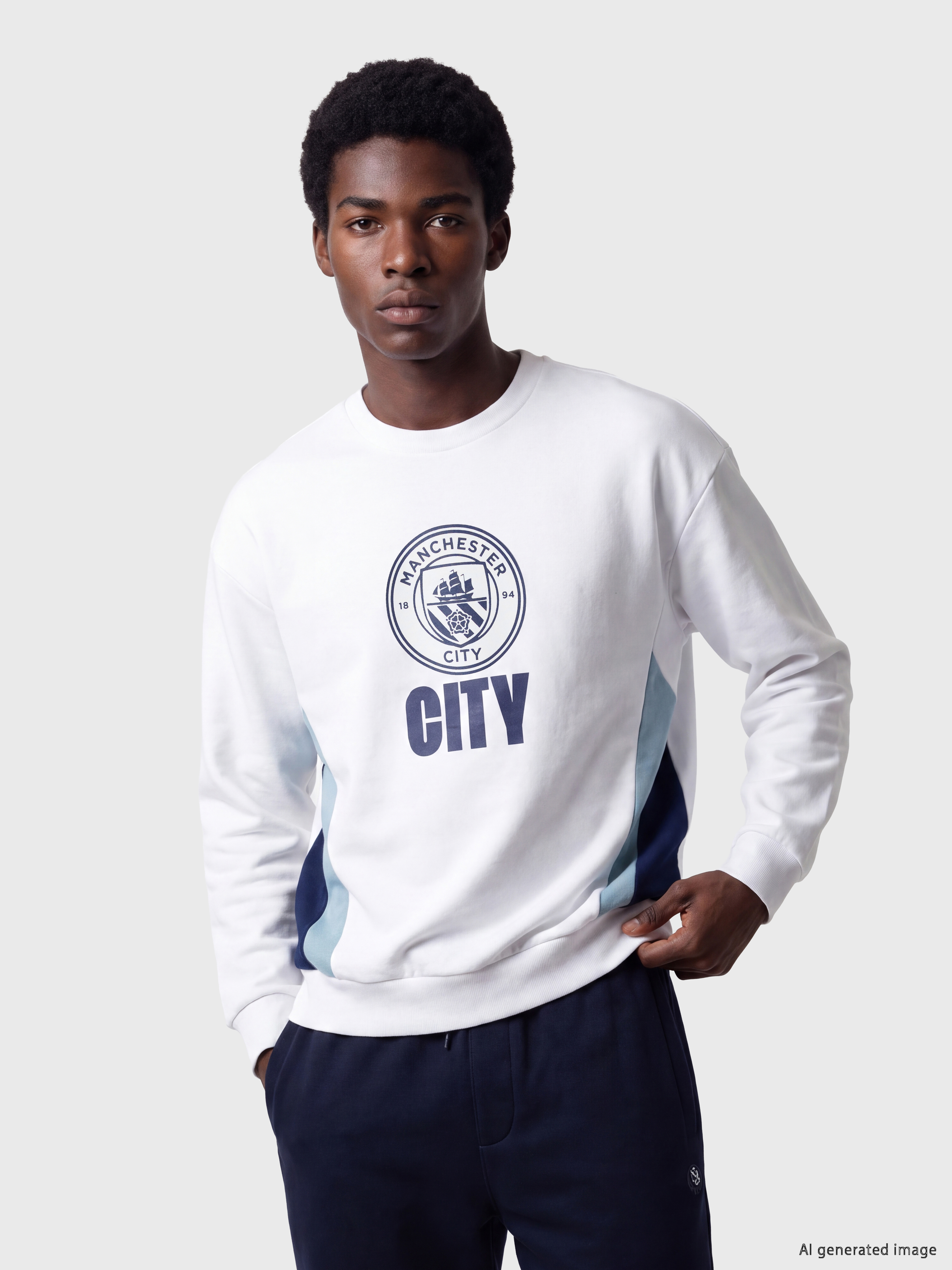 XSIDE ACTIVE Bisiklet Yaka Manchester City Baskılı Erkek Sweatshirt