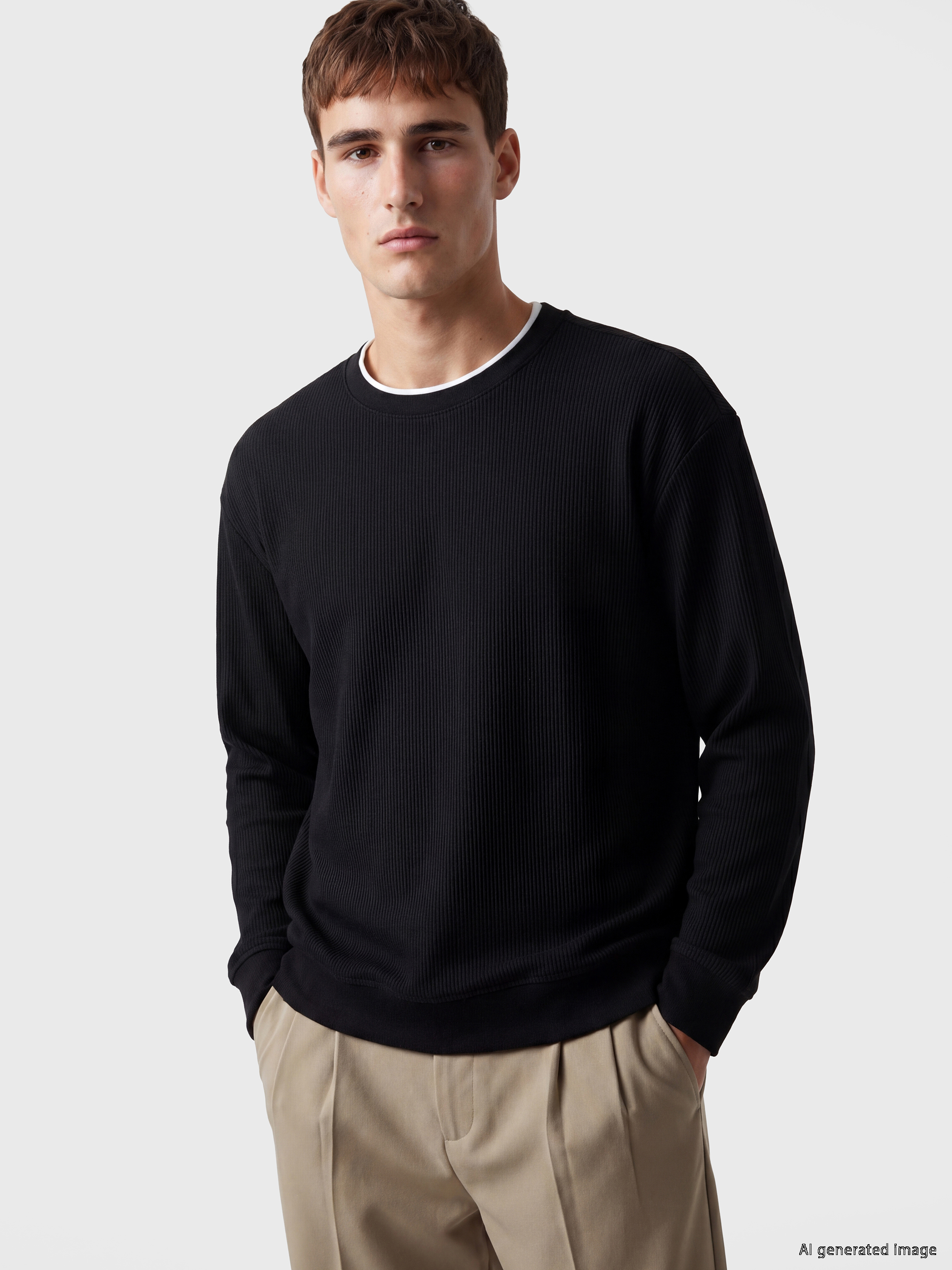 LCW Vision Bisiklet Yaka Fitilli Erkek Sweatshirt