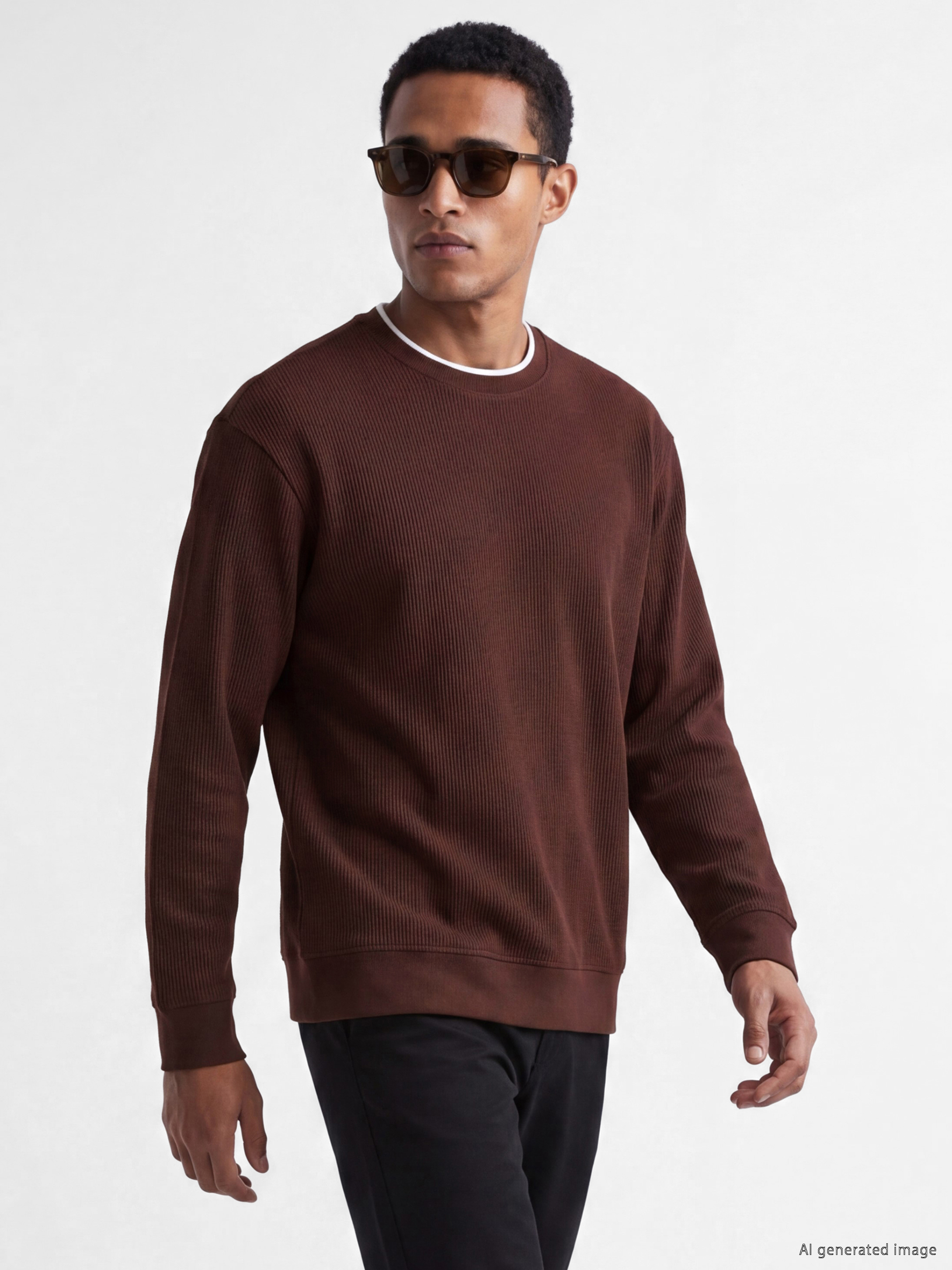 LCW Vision Bisiklet Yaka Fitilli Erkek Sweatshirt