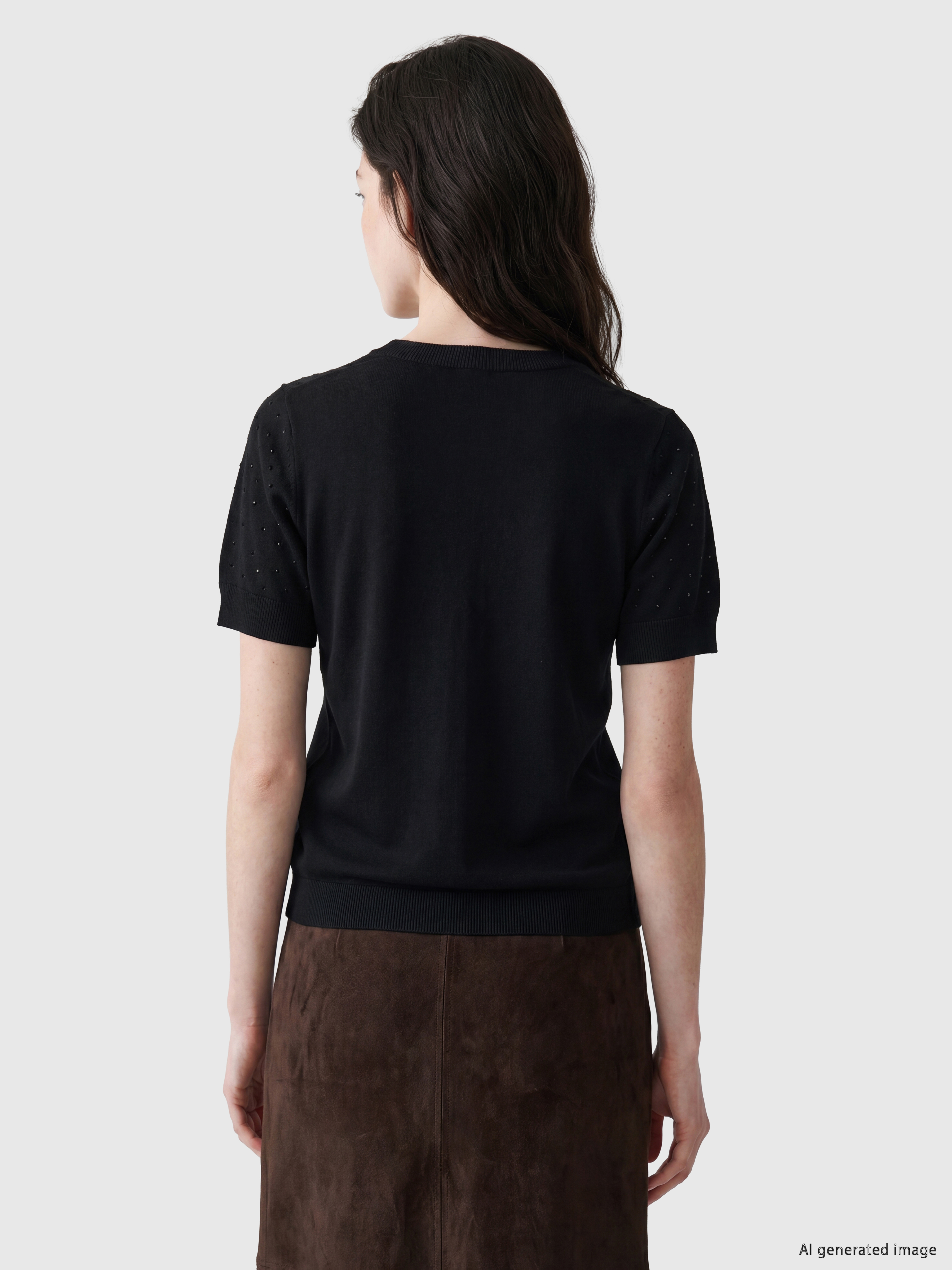 LCW Comfort Bisiklet Yaka Taşlı Kadın Triko Kazak görsel 3