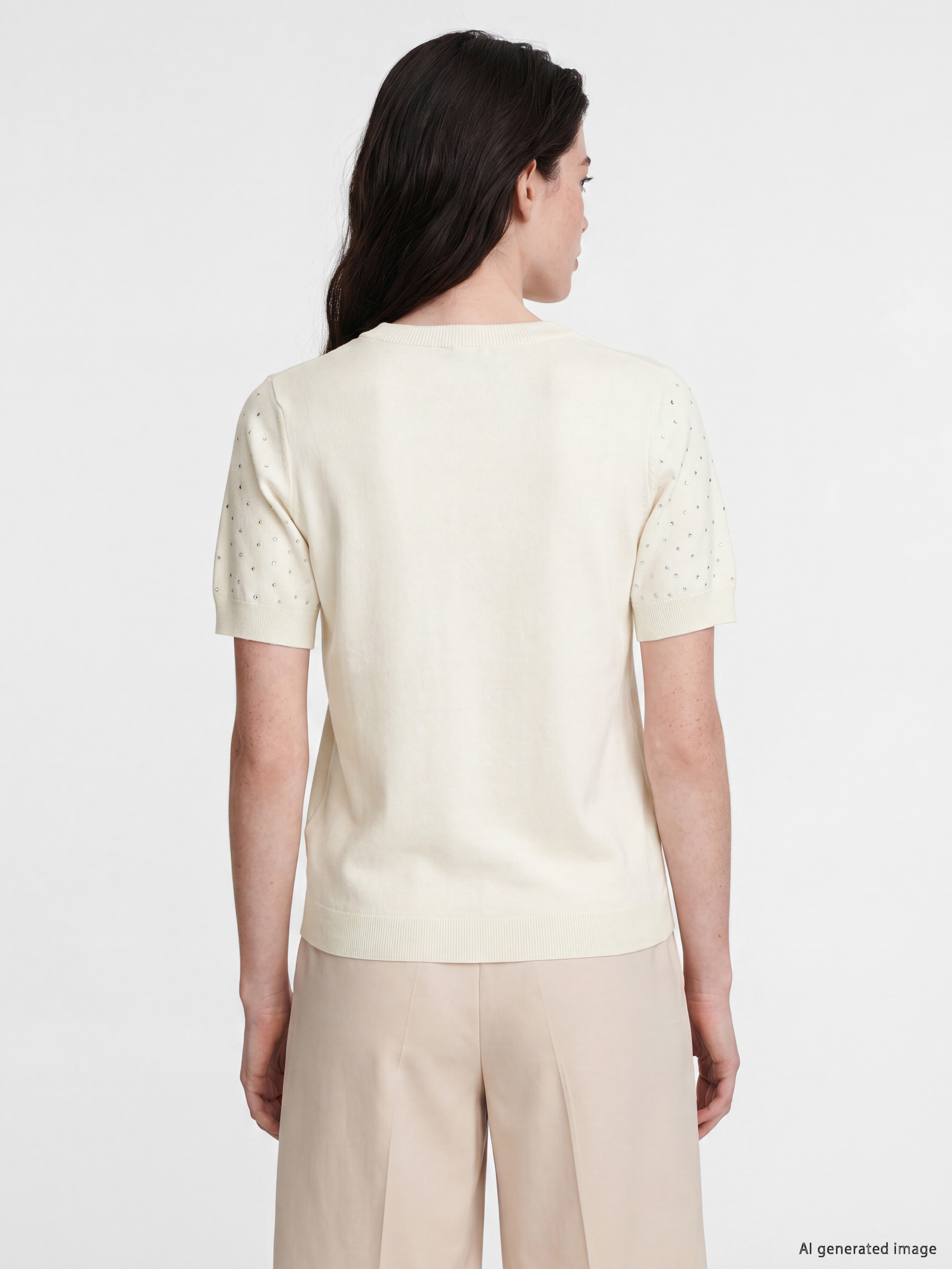 LCW Comfort Bisiklet Yaka Taşlı Kadın Triko Kazak görsel 3