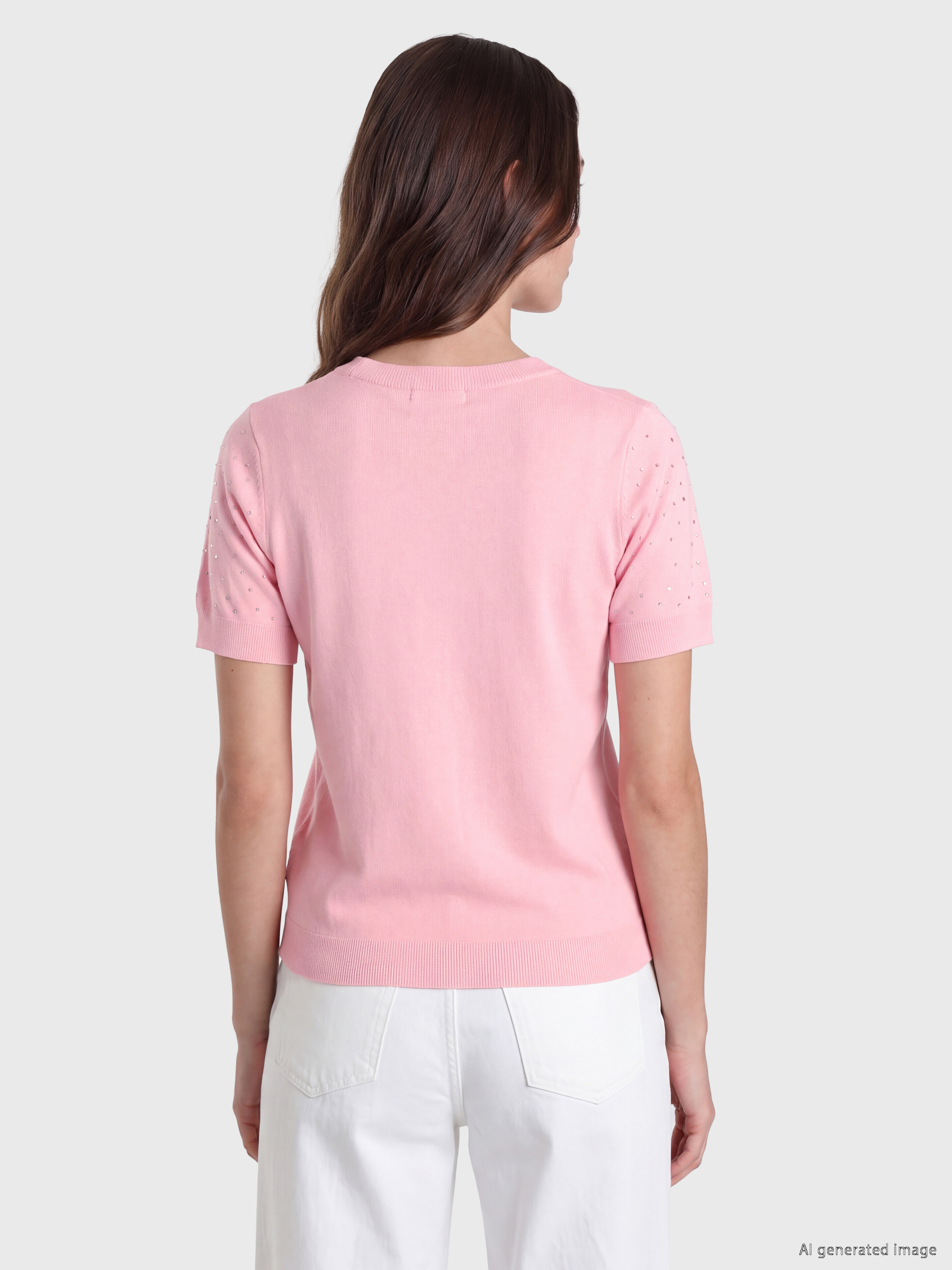 LCW Comfort Bisiklet Yaka Taşlı Kadın Triko Kazak görsel 4