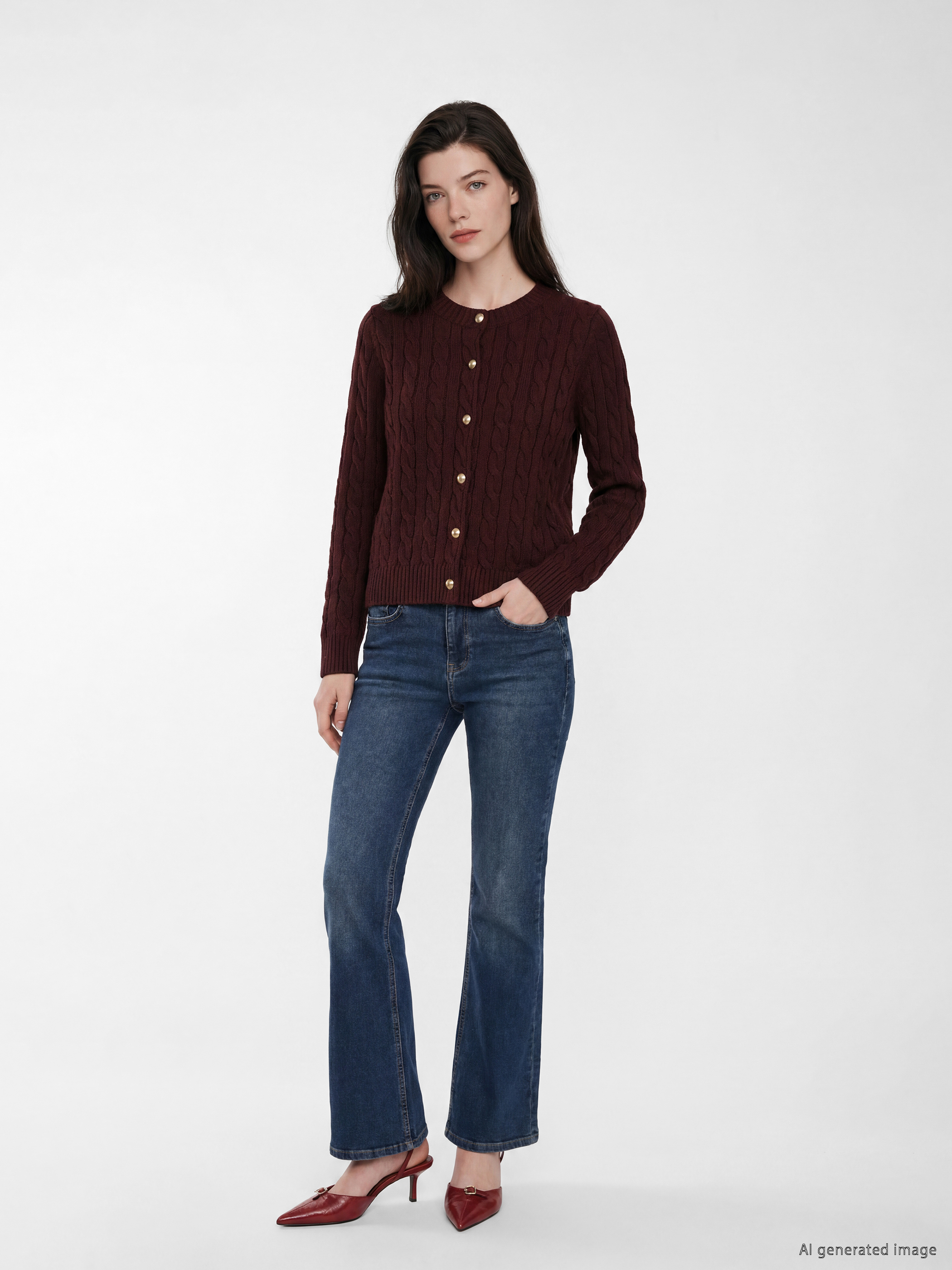LCW Comfort Saç Örgüsü Desenli Kadın Triko Hırka görsel 2