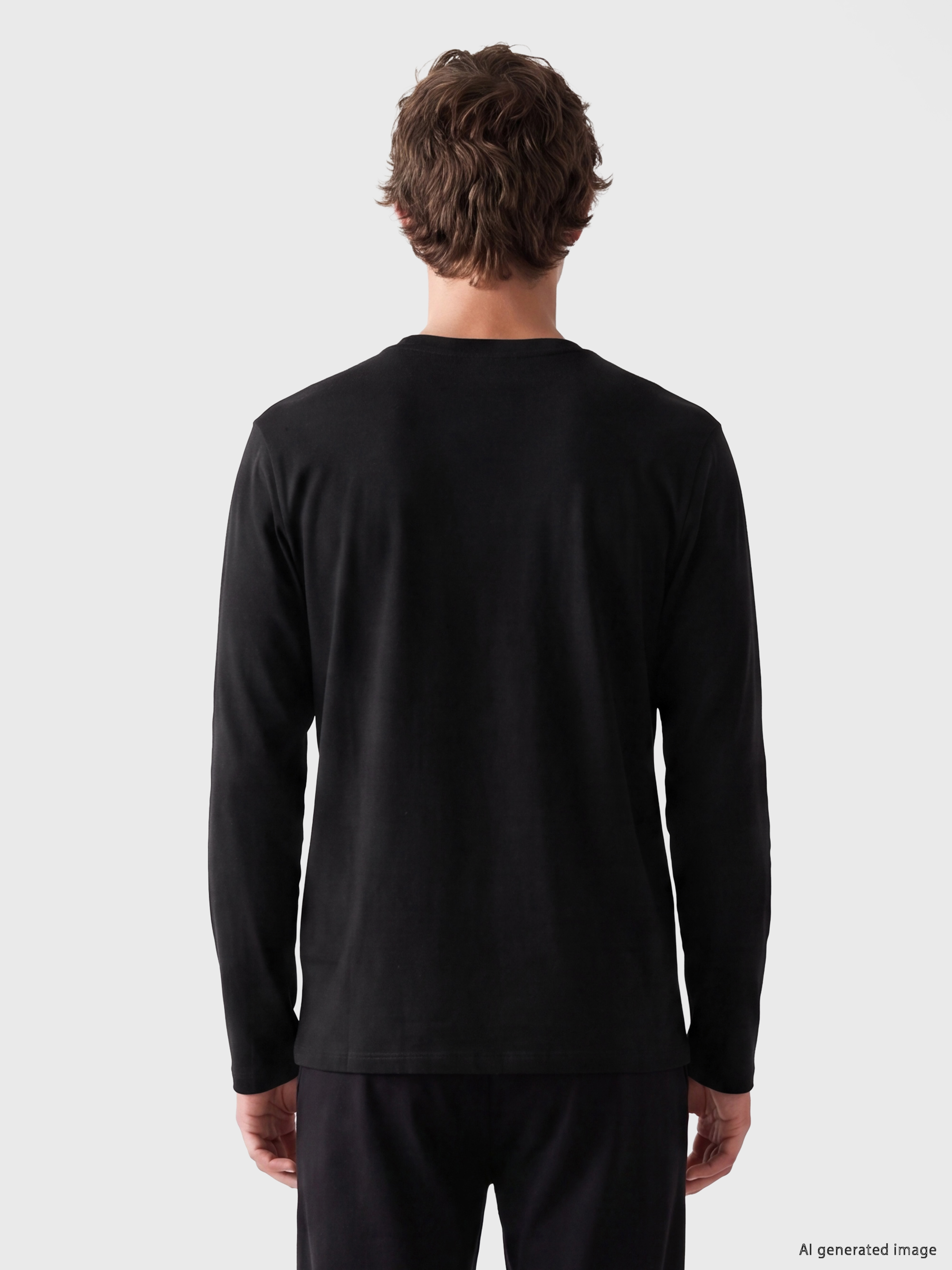 LC WAIKIKI Henley Yaka Uzun Kollu Erkek Pijama Üst görsel 3