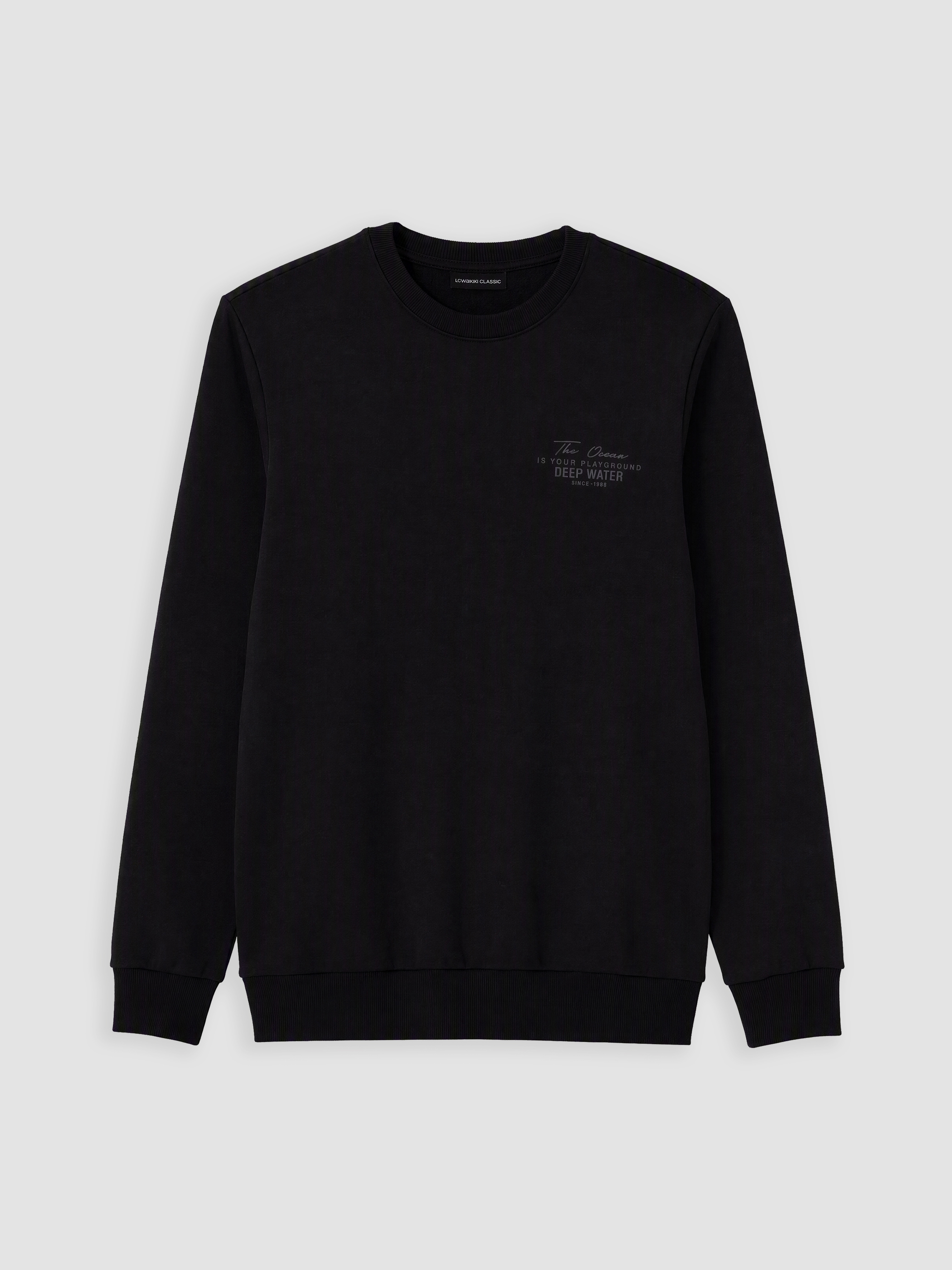 LCWAIKIKI Classic Bisiklet Yaka Baskılı Erkek Sweatshirt görsel 4