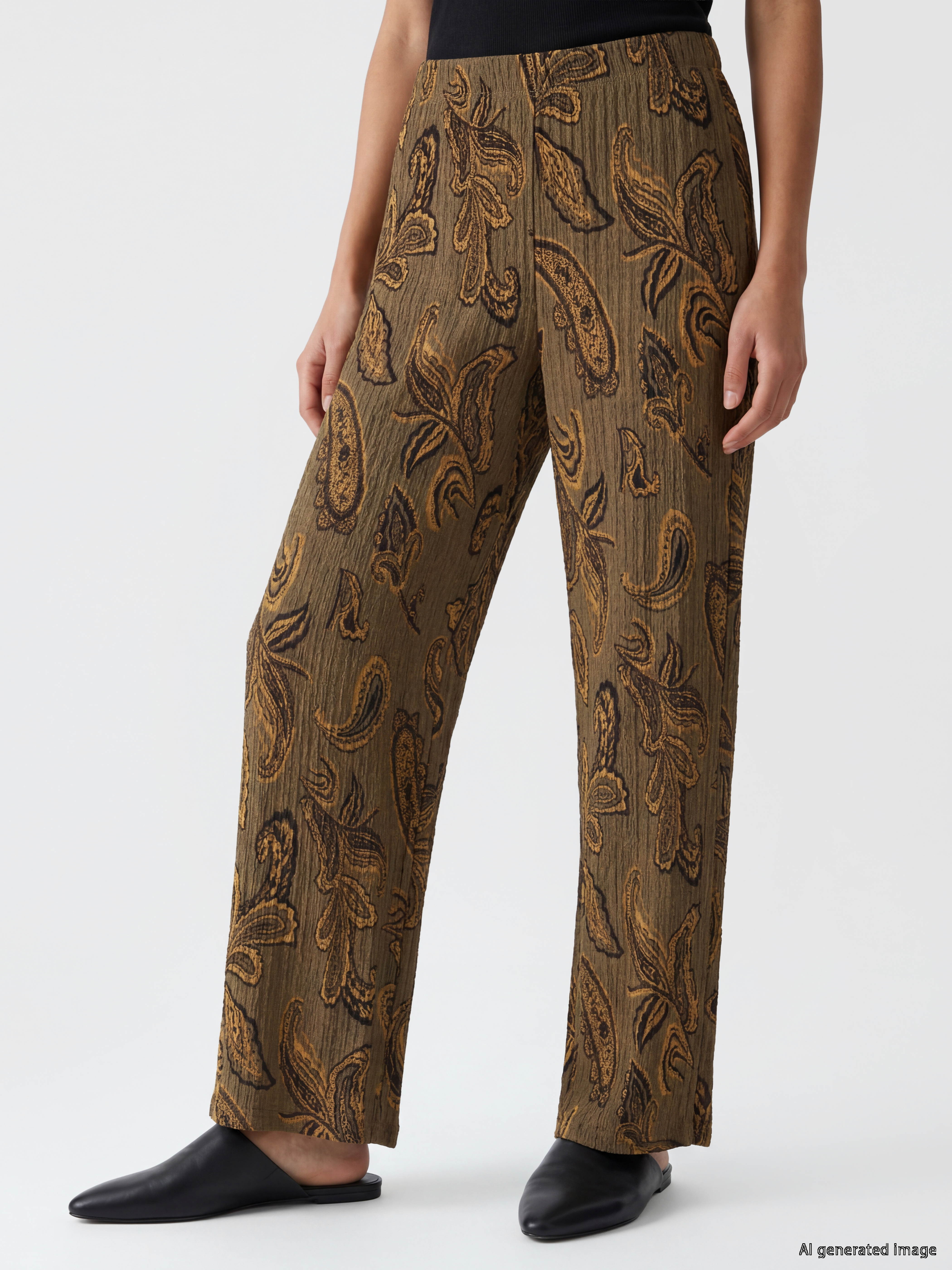 LCW EVERYDAY Beli Lastikli Desenli Geniş Paça Kadın Pantolon görsel 2