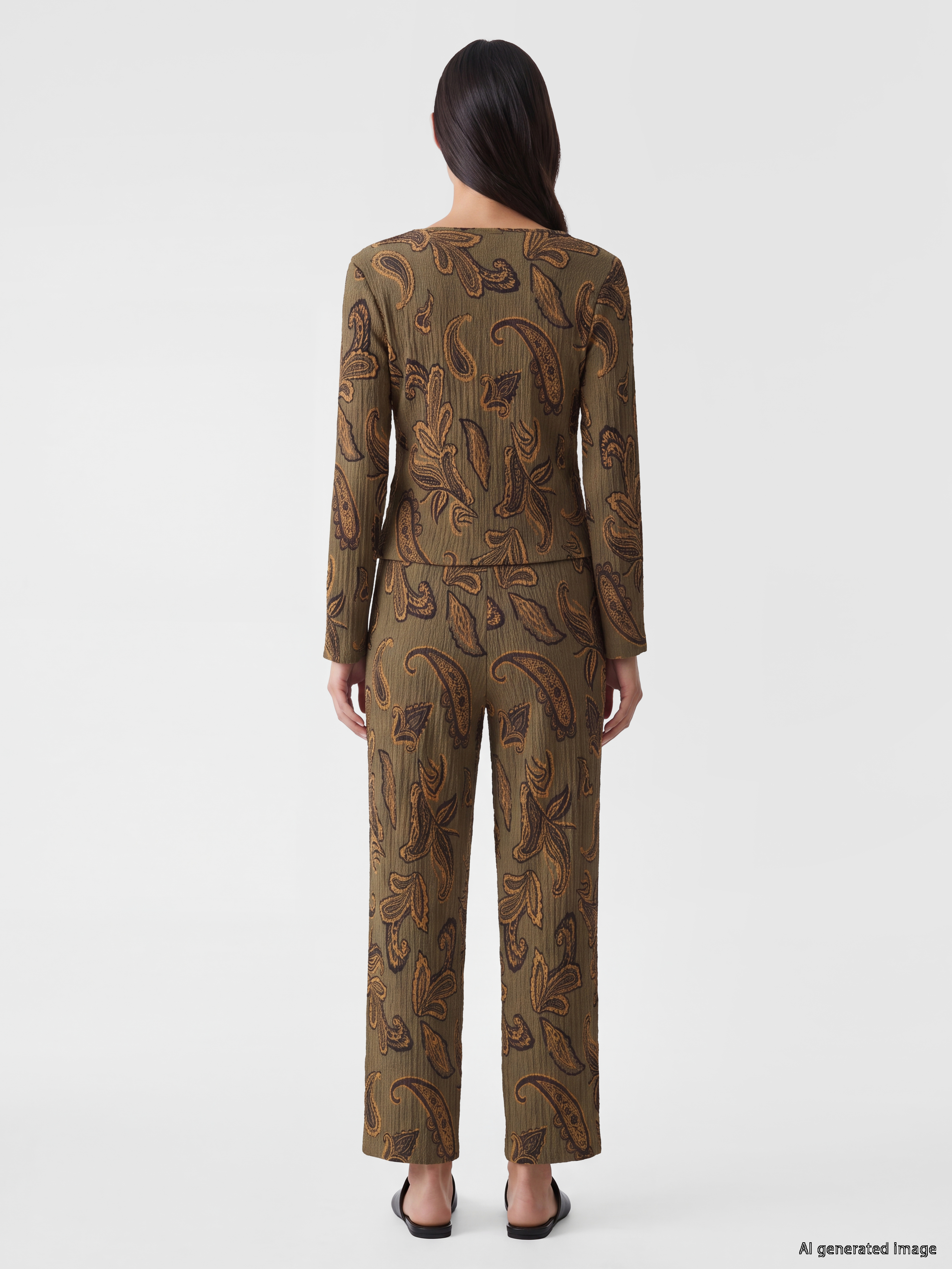 LCW EVERYDAY Beli Lastikli Desenli Geniş Paça Kadın Pantolon görsel 4