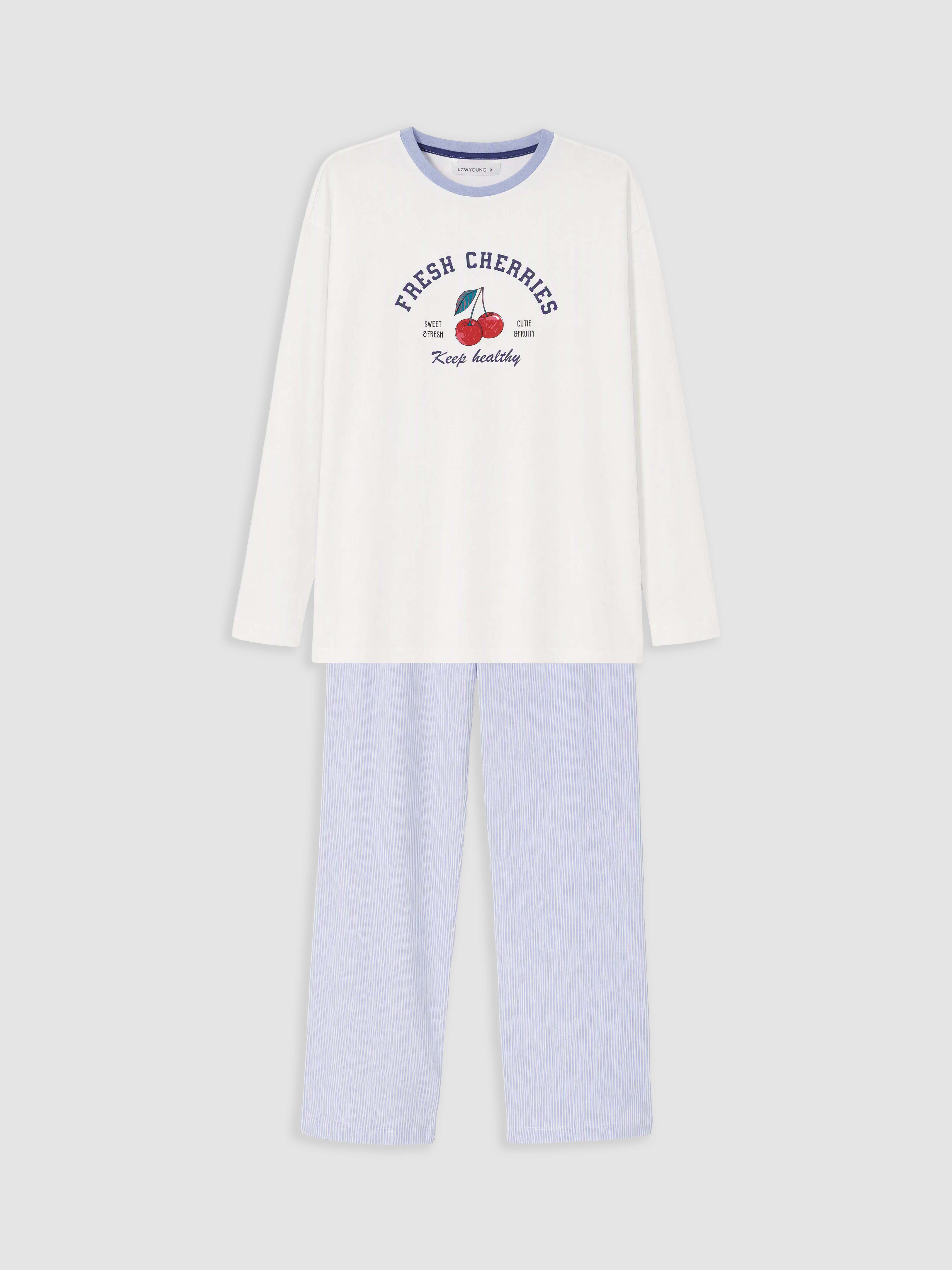 LCW Young Bisiklet Yaka Baskılı Kadın Pijama Takımı