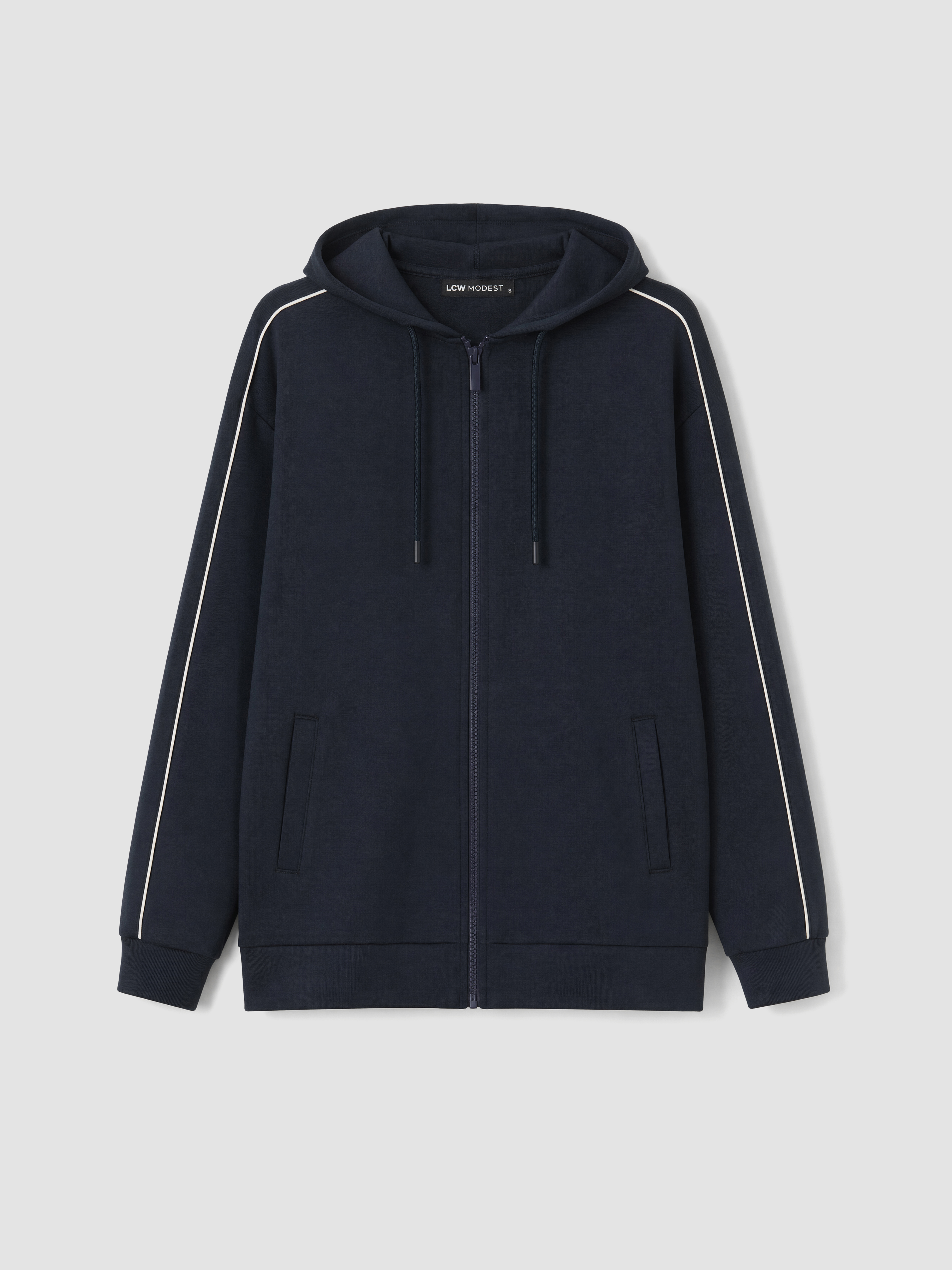 LCW Modest Kapüşonlu Oversize Kadın Fermuarlı Sweatshirt görsel 5