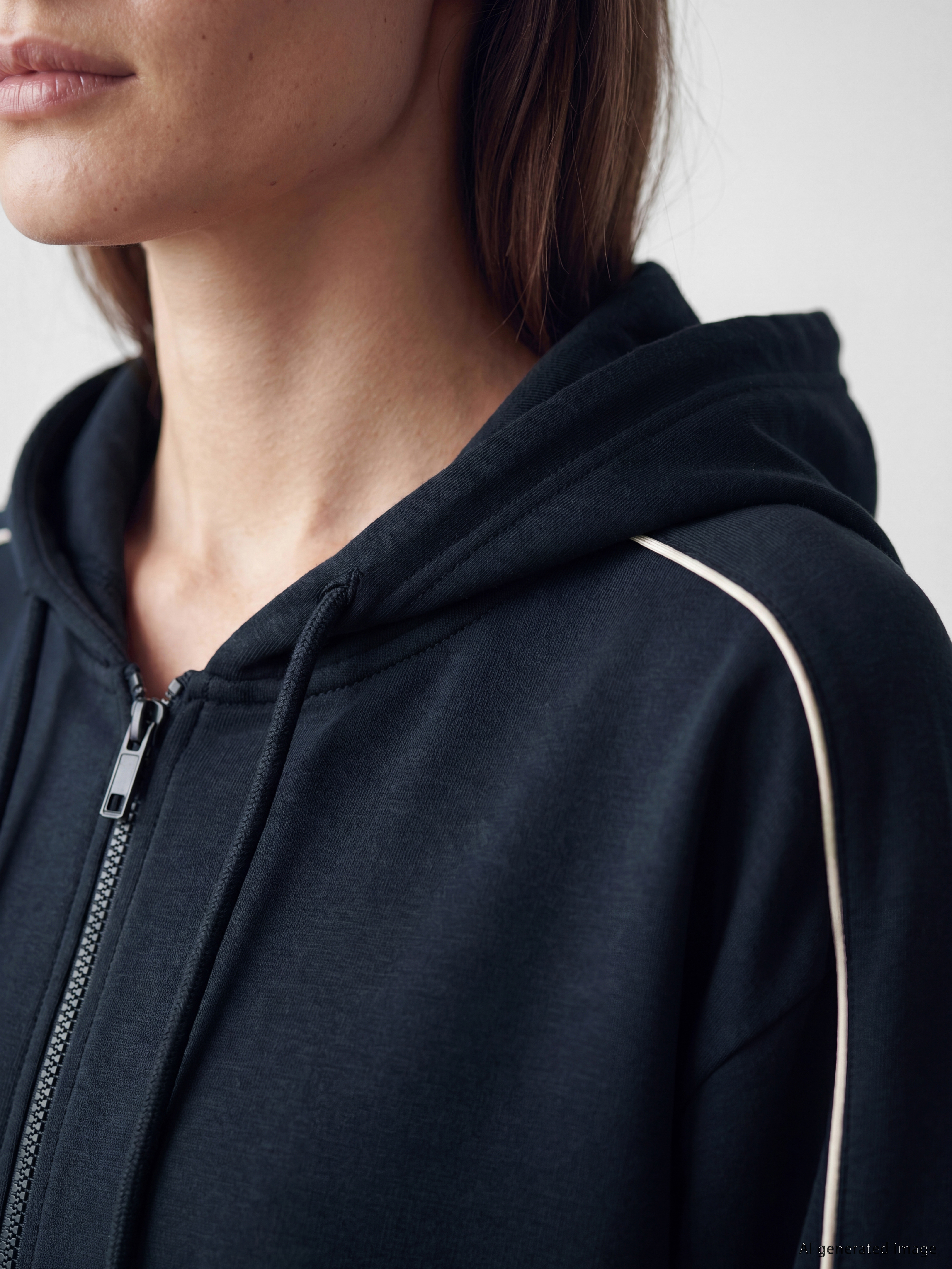 LCW Modest Kapüşonlu Oversize Kadın Fermuarlı Sweatshirt görsel 3