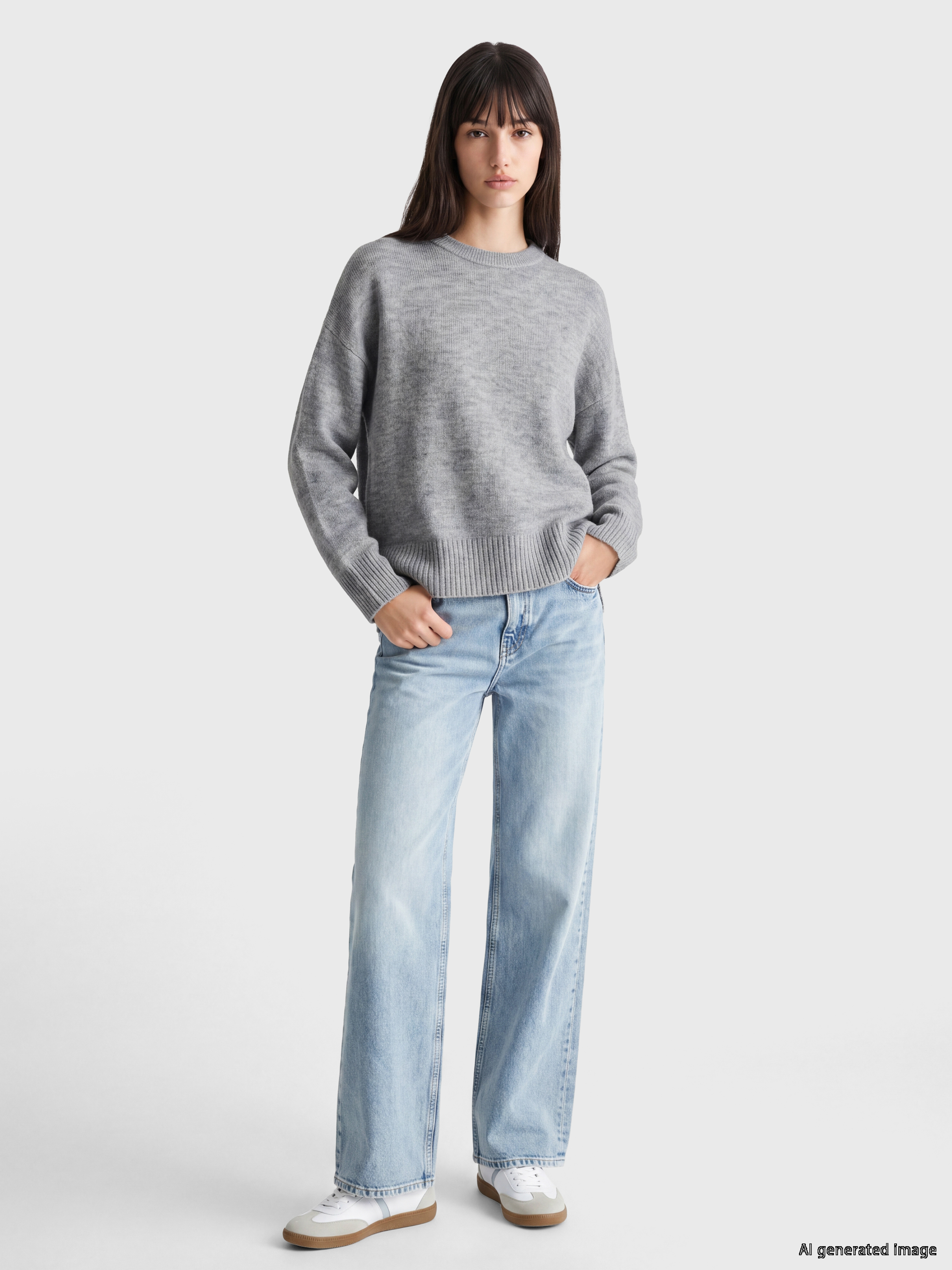 XSIDE Bisiklet Yaka Oversize Kadın Triko Kazak görsel 3