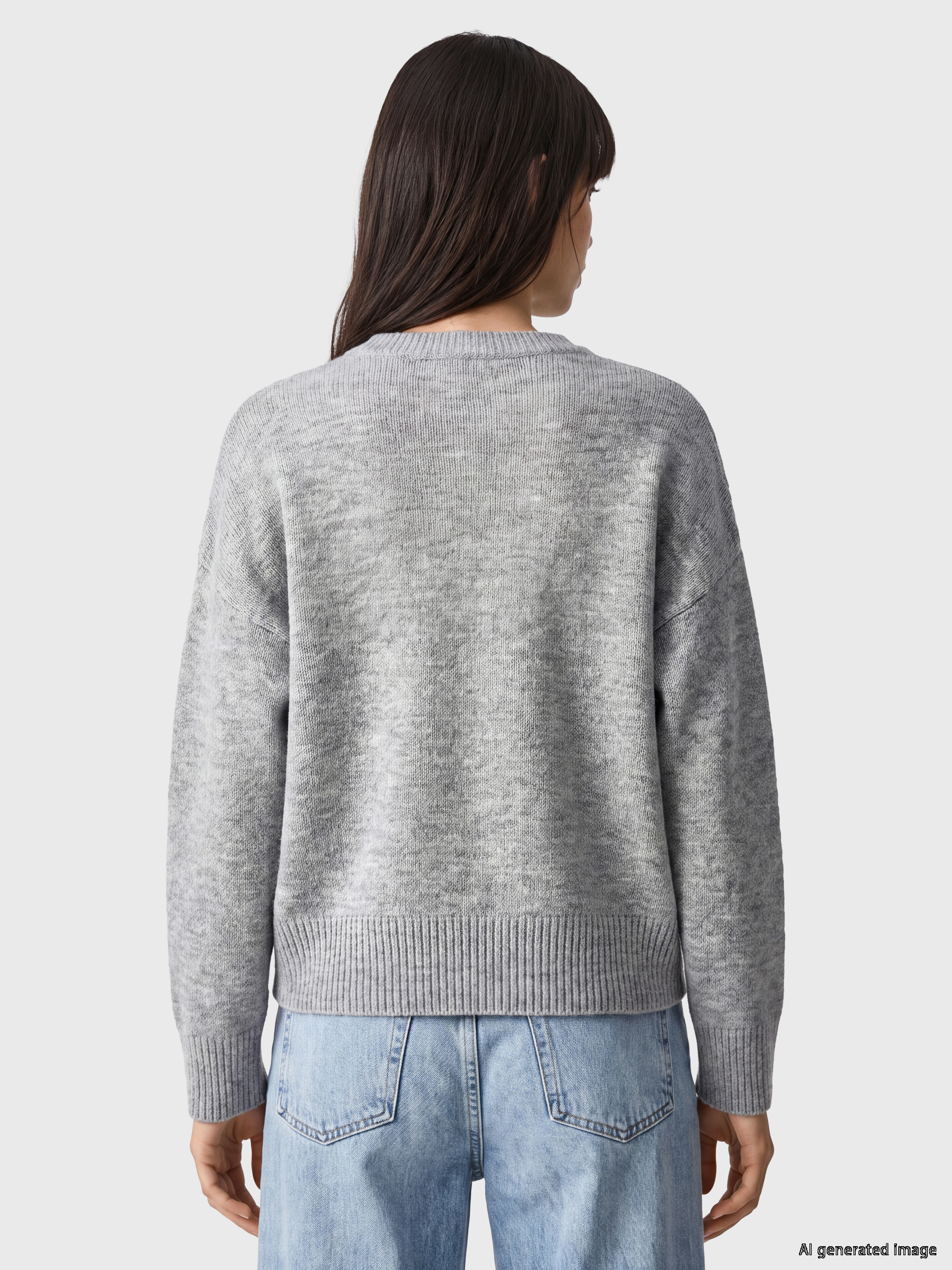XSIDE Bisiklet Yaka Oversize Kadın Triko Kazak görsel 5