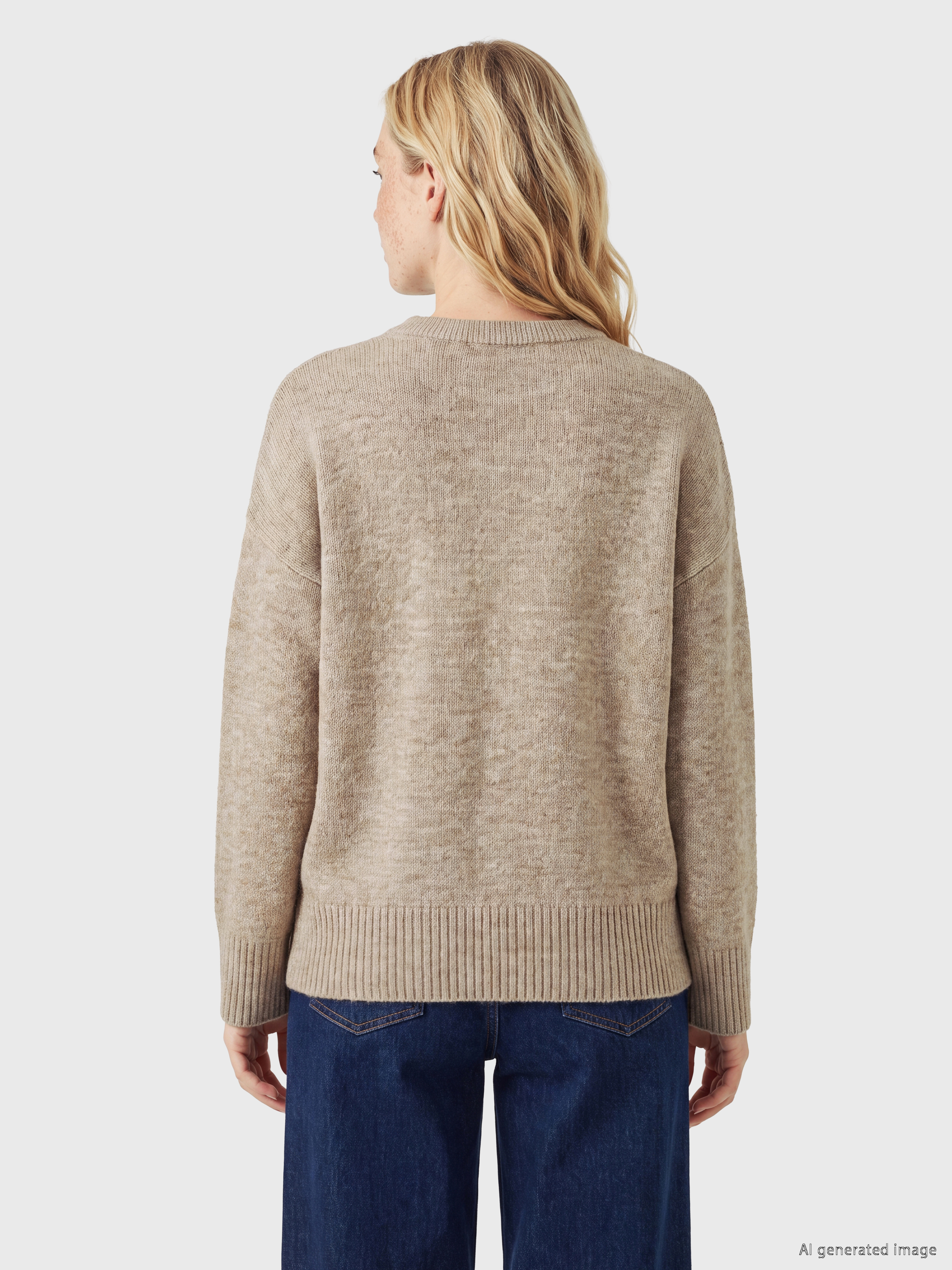 XSIDE Bisiklet Yaka Oversize Kadın Triko Kazak görsel 4