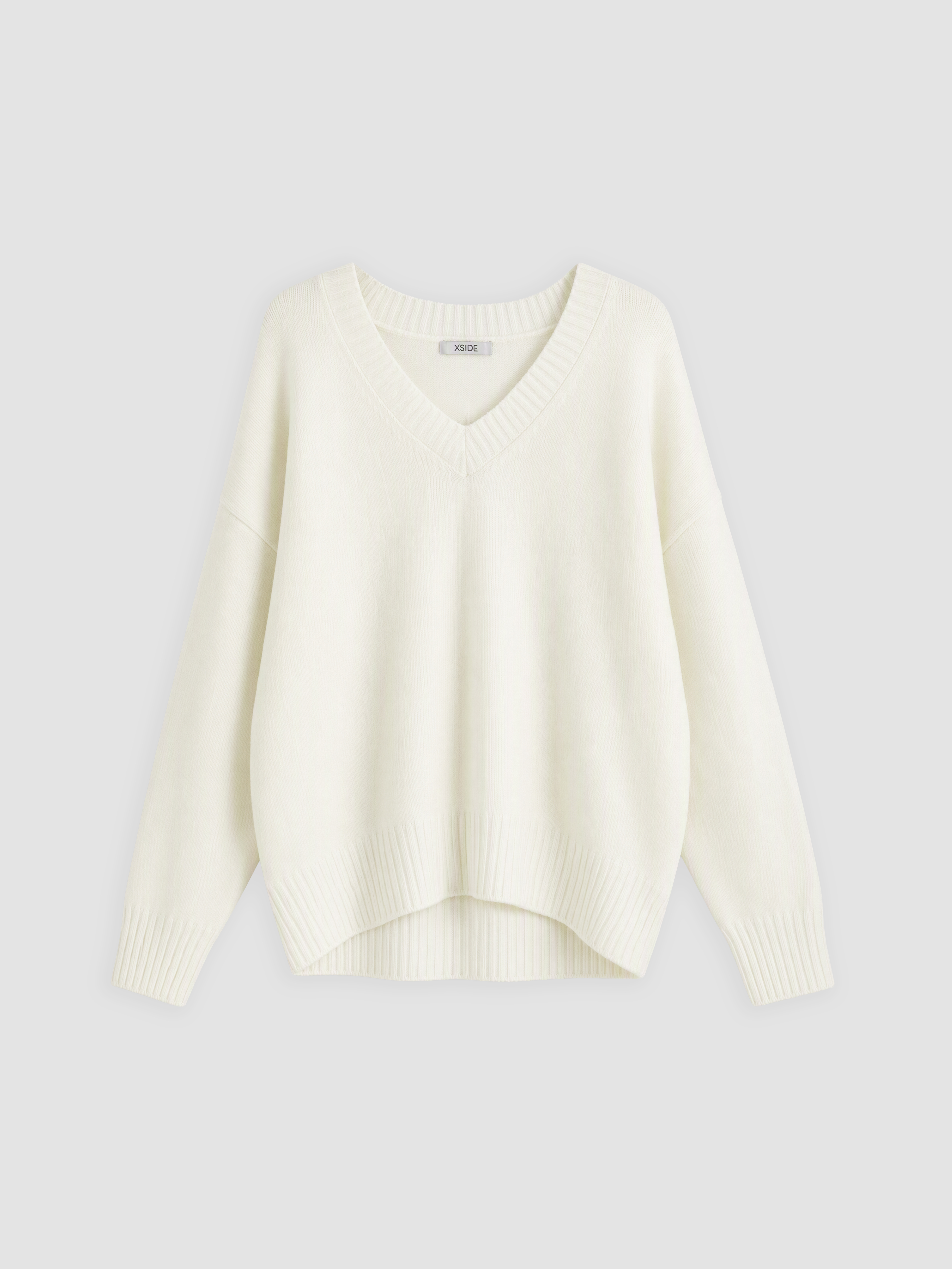 XSIDE V Yaka Oversize Kadın Triko Kazak görsel 5