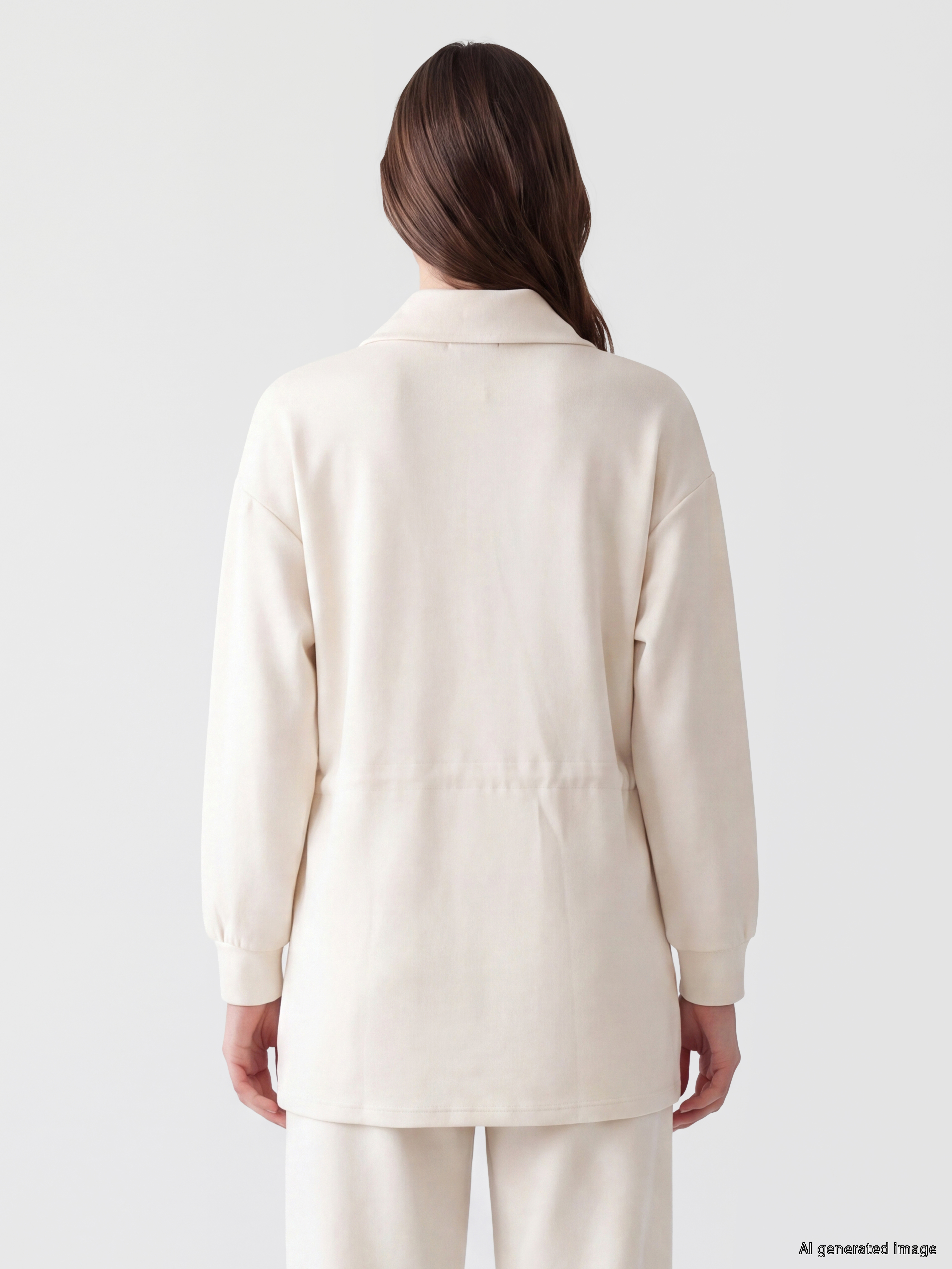 LCW Modest Dik Yaka Oversize Kadın Sweatshirt Tunik görsel 4