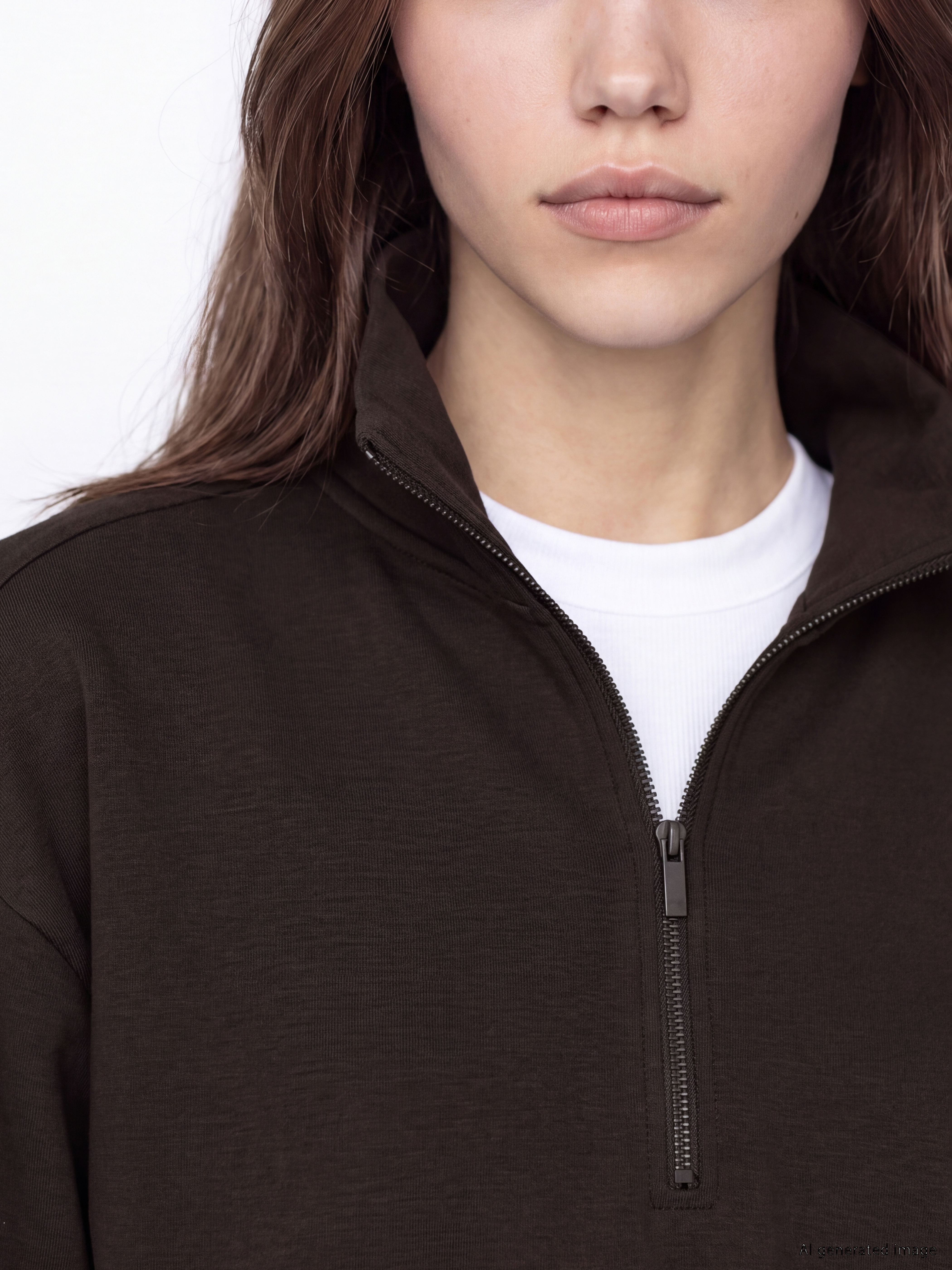 LCW Modest Dik Yaka Oversize Kadın Sweatshirt Tunik görsel 3