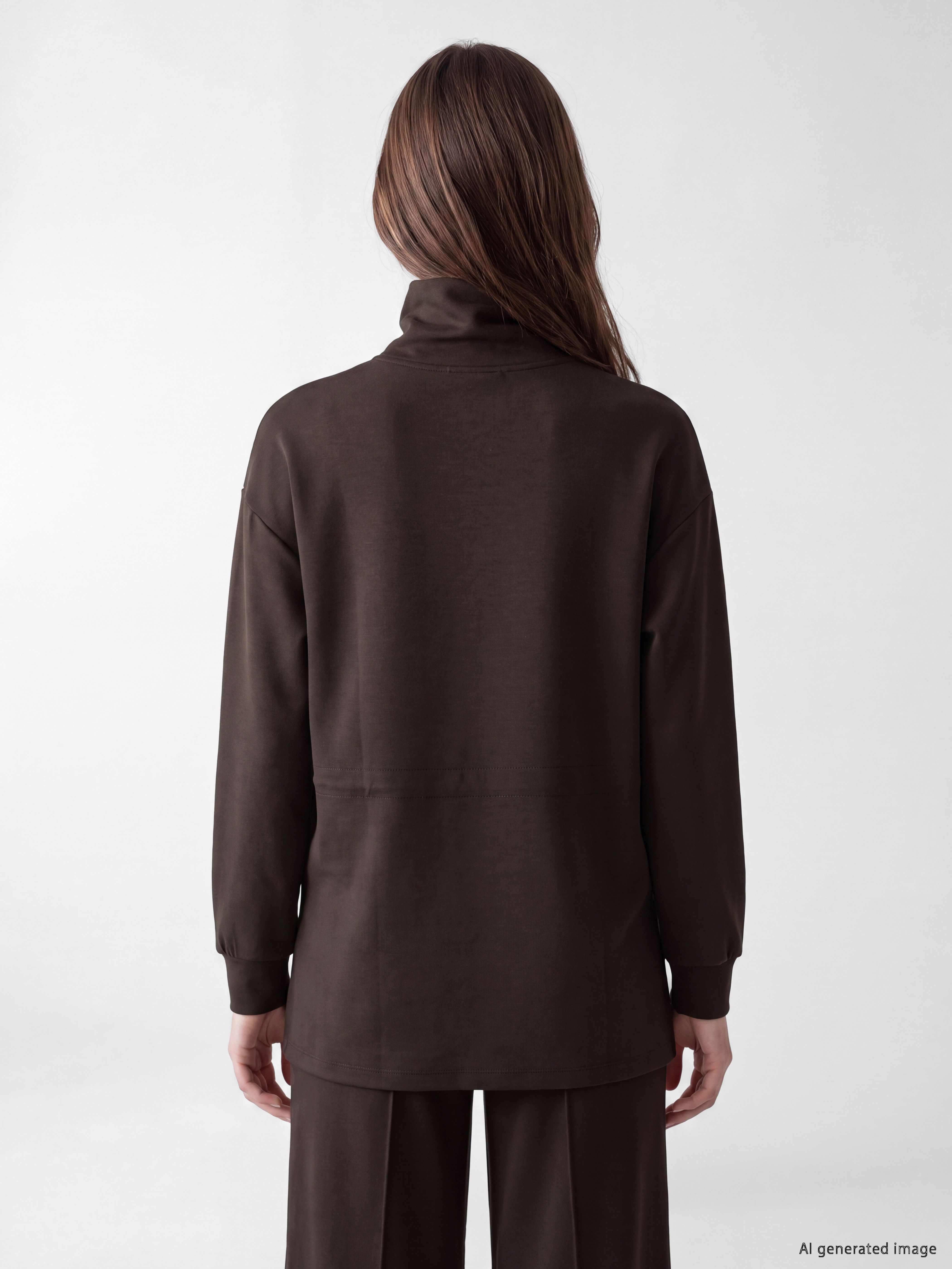 LCW Modest Dik Yaka Oversize Kadın Sweatshirt Tunik görsel 4