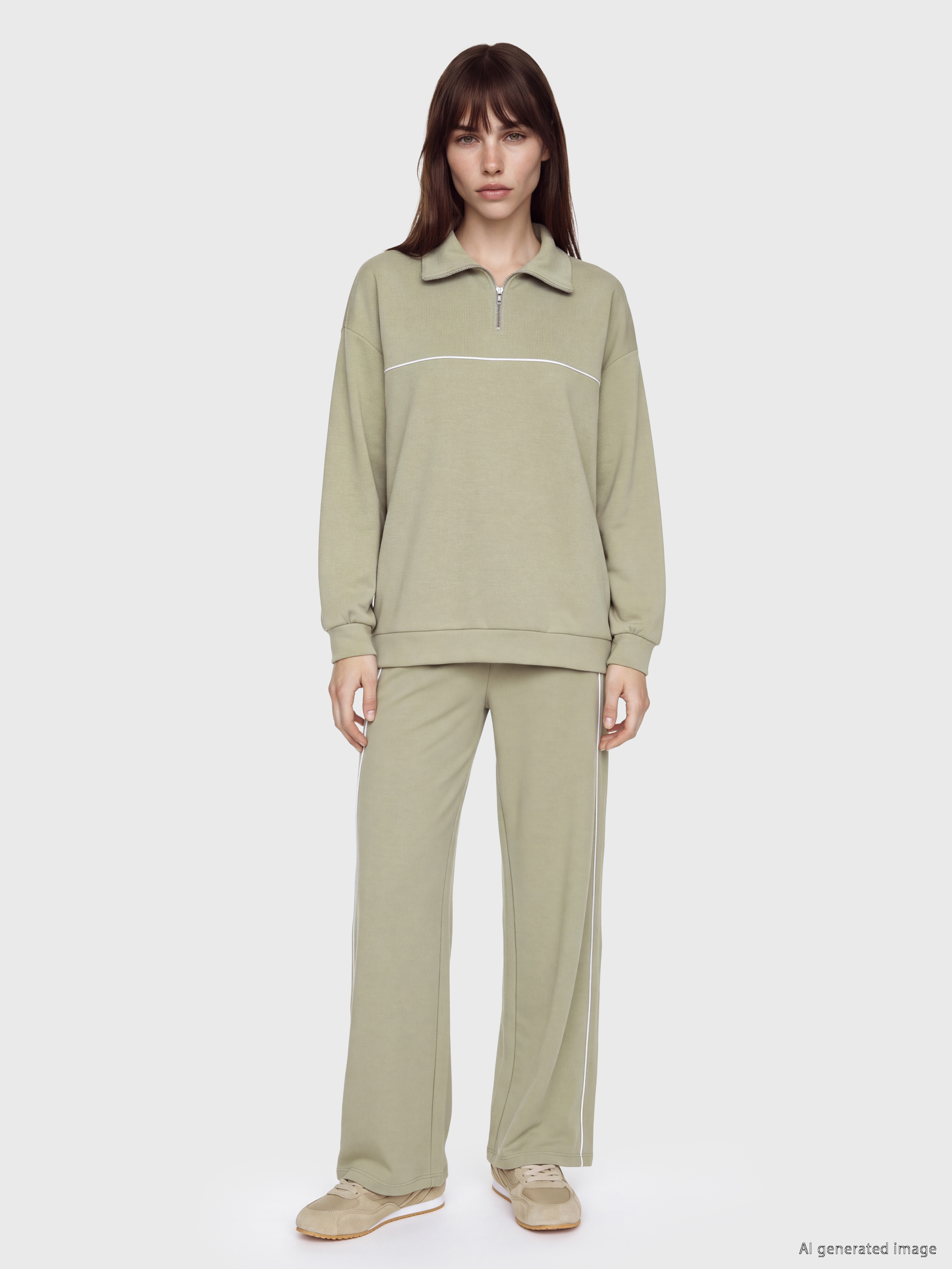 LCW Modest Soft Touch Oversize Kadın Sweatshirt Tunik görsel 2