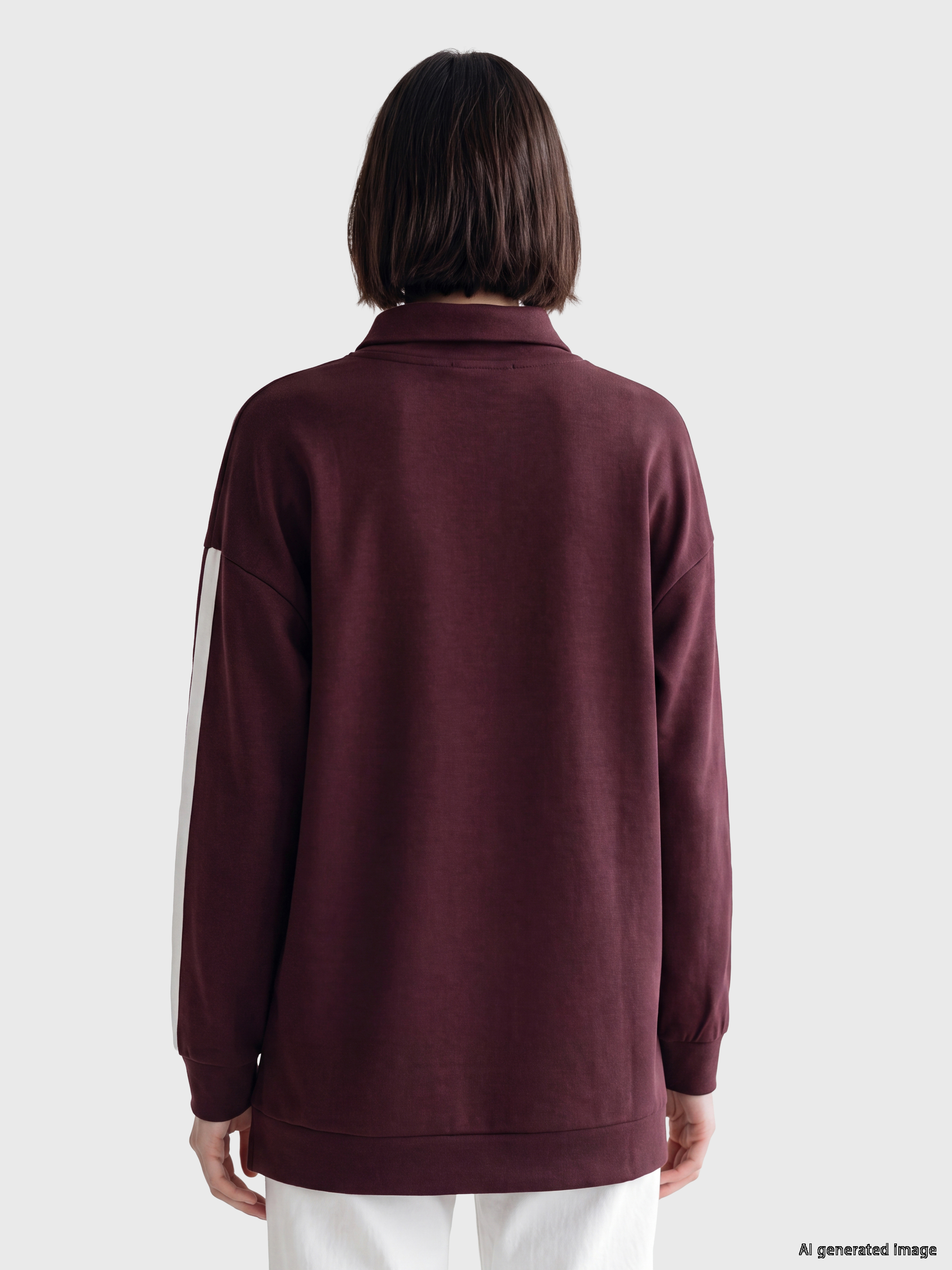 LCW Modest Soft Touch Oversize Kadın Sweatshirt Tunik görsel 4
