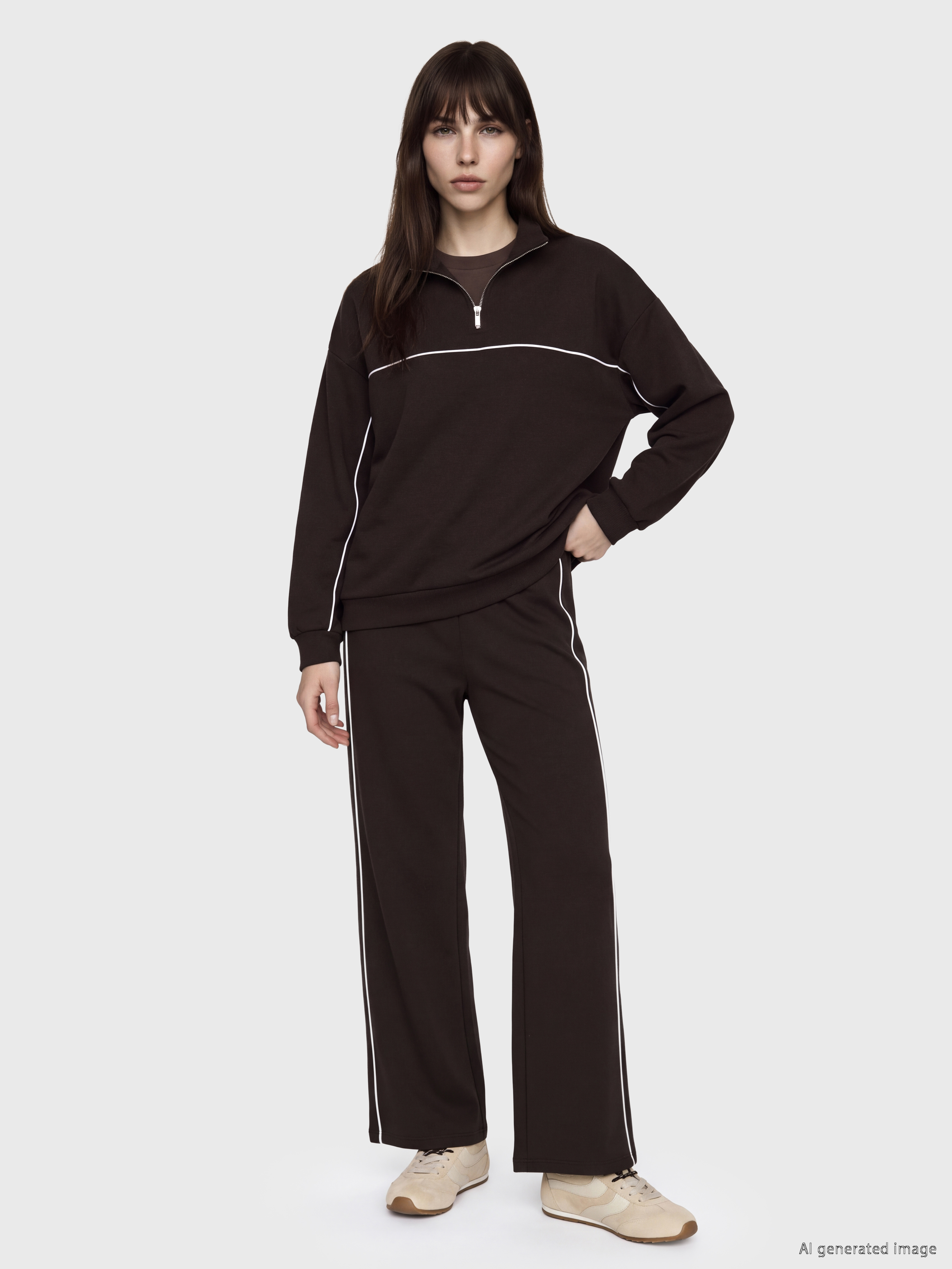 LCW Modest Soft Touch Oversize Kadın Sweatshirt Tunik görsel 2