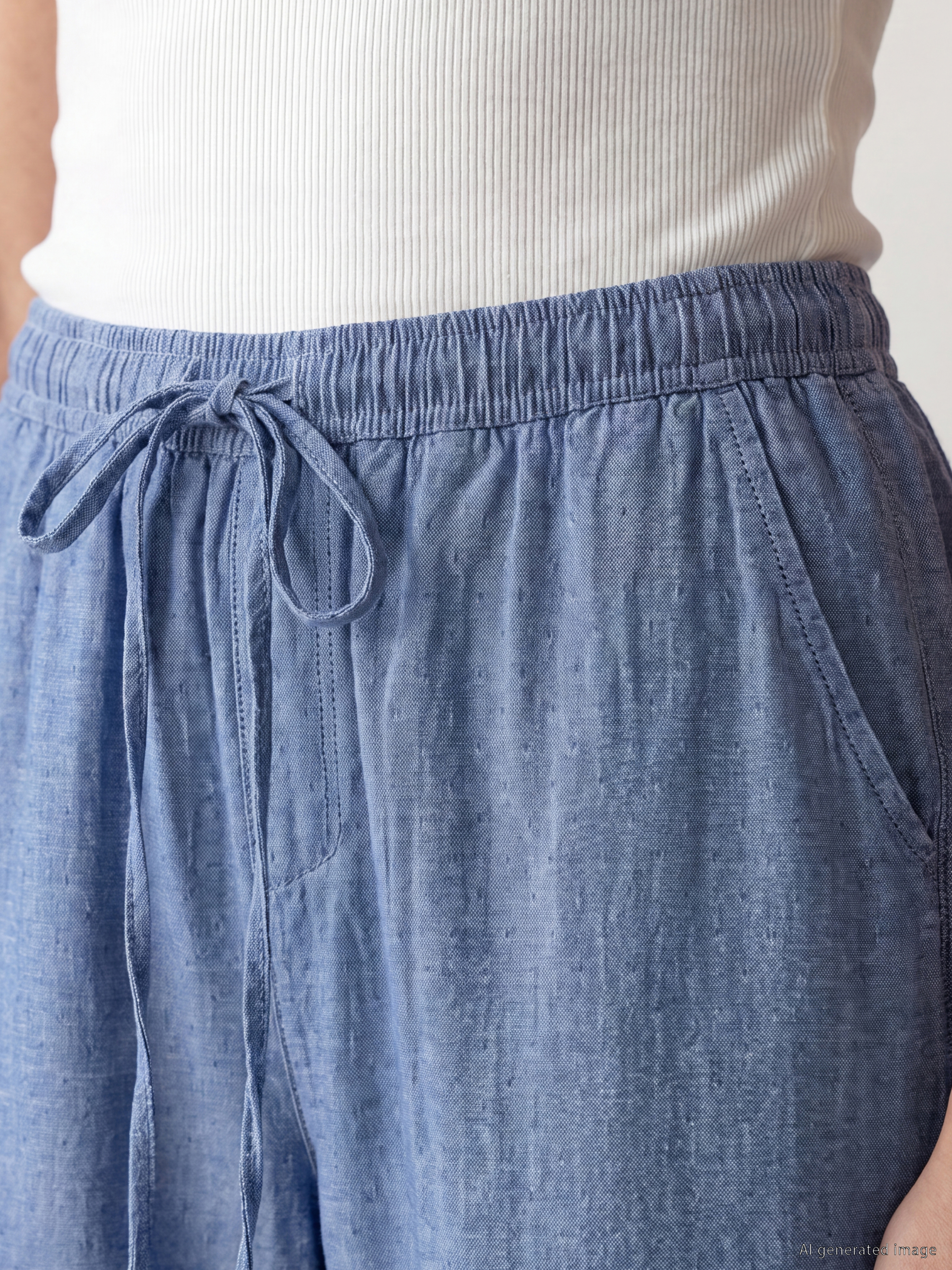LCWAIKIKI Classic Beli Lastikli Wideleg Kadın Jean Pantolon görsel 3