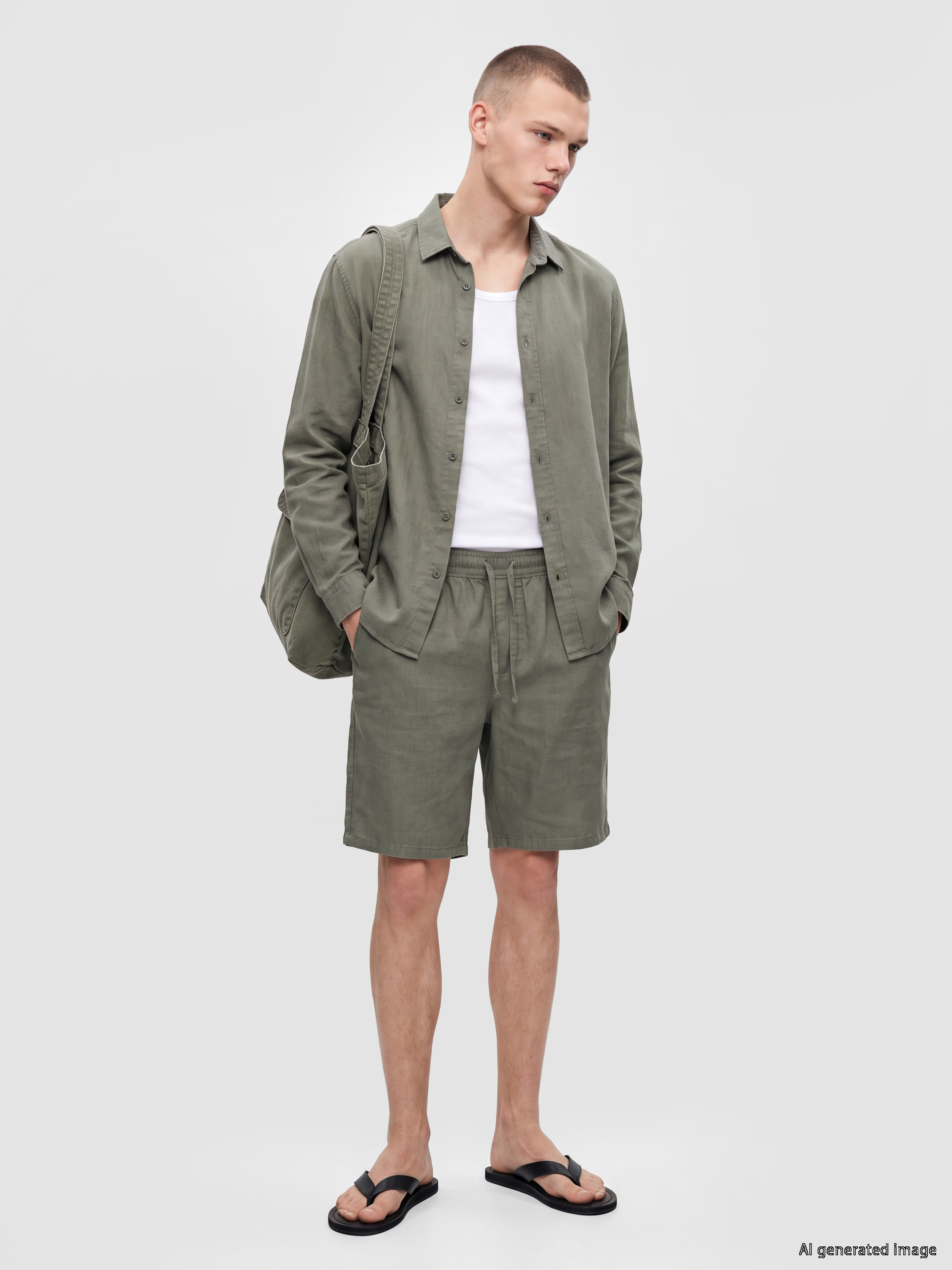 XSIDE Regular Fit Keten Görünümlü Erkek Şort görsel 2