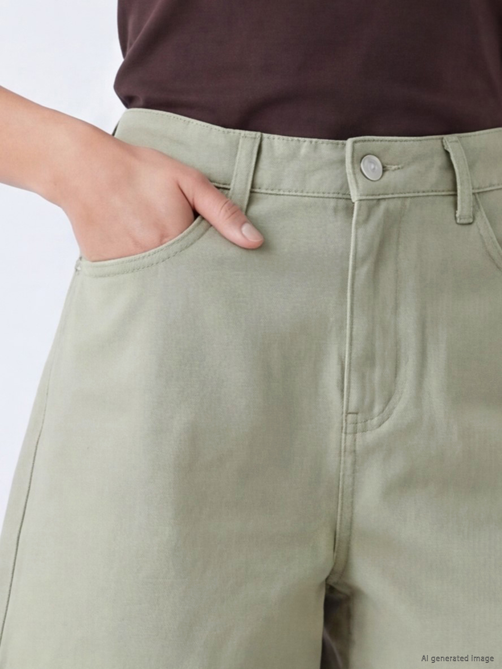 LCWAIKIKI Classic Yüksek Bel Bermuda Fit Kadın Jean Şort görsel 3