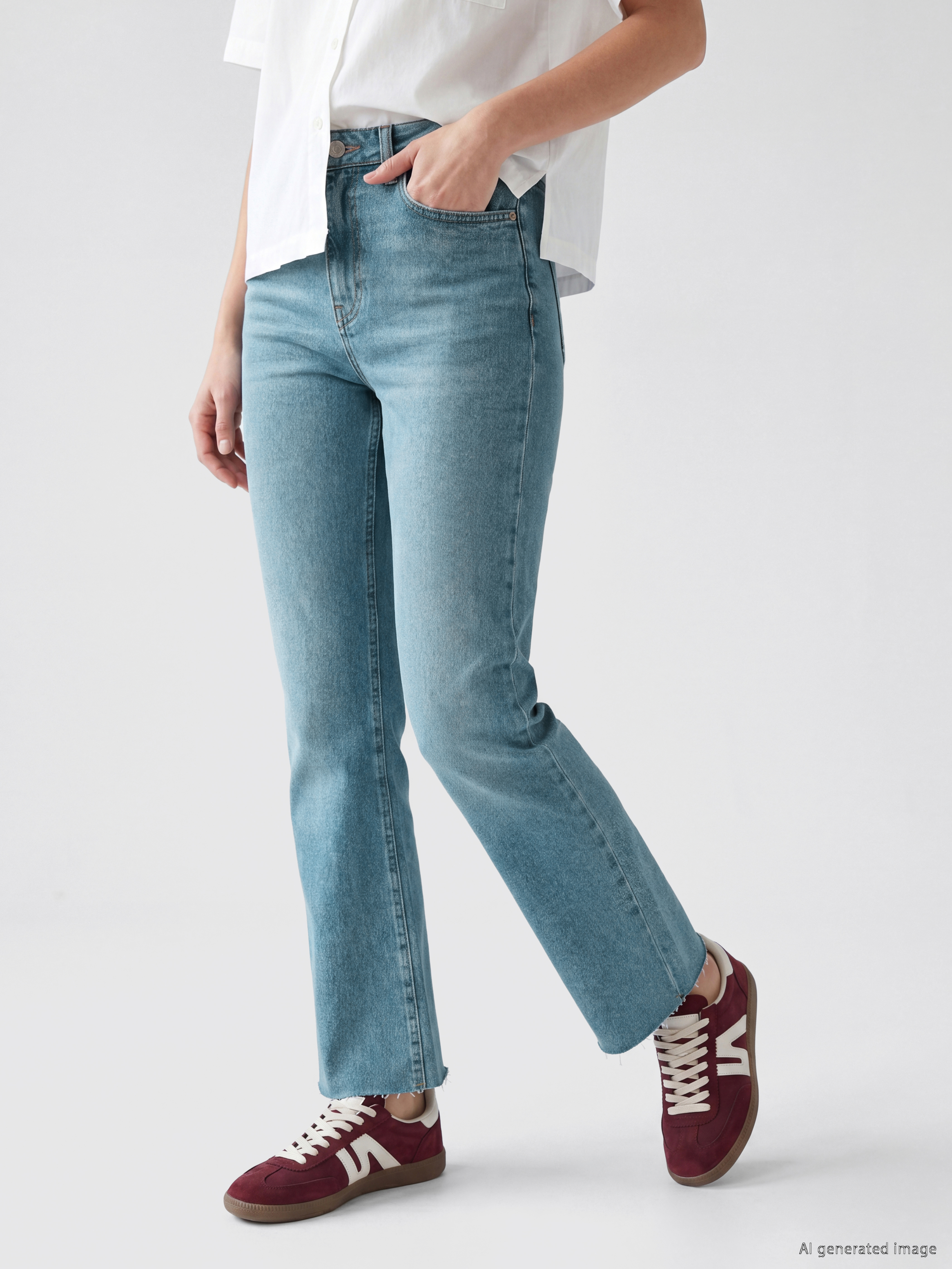 LCW Jeans Crop Flare Kadın Jean Pantolon görsel 2