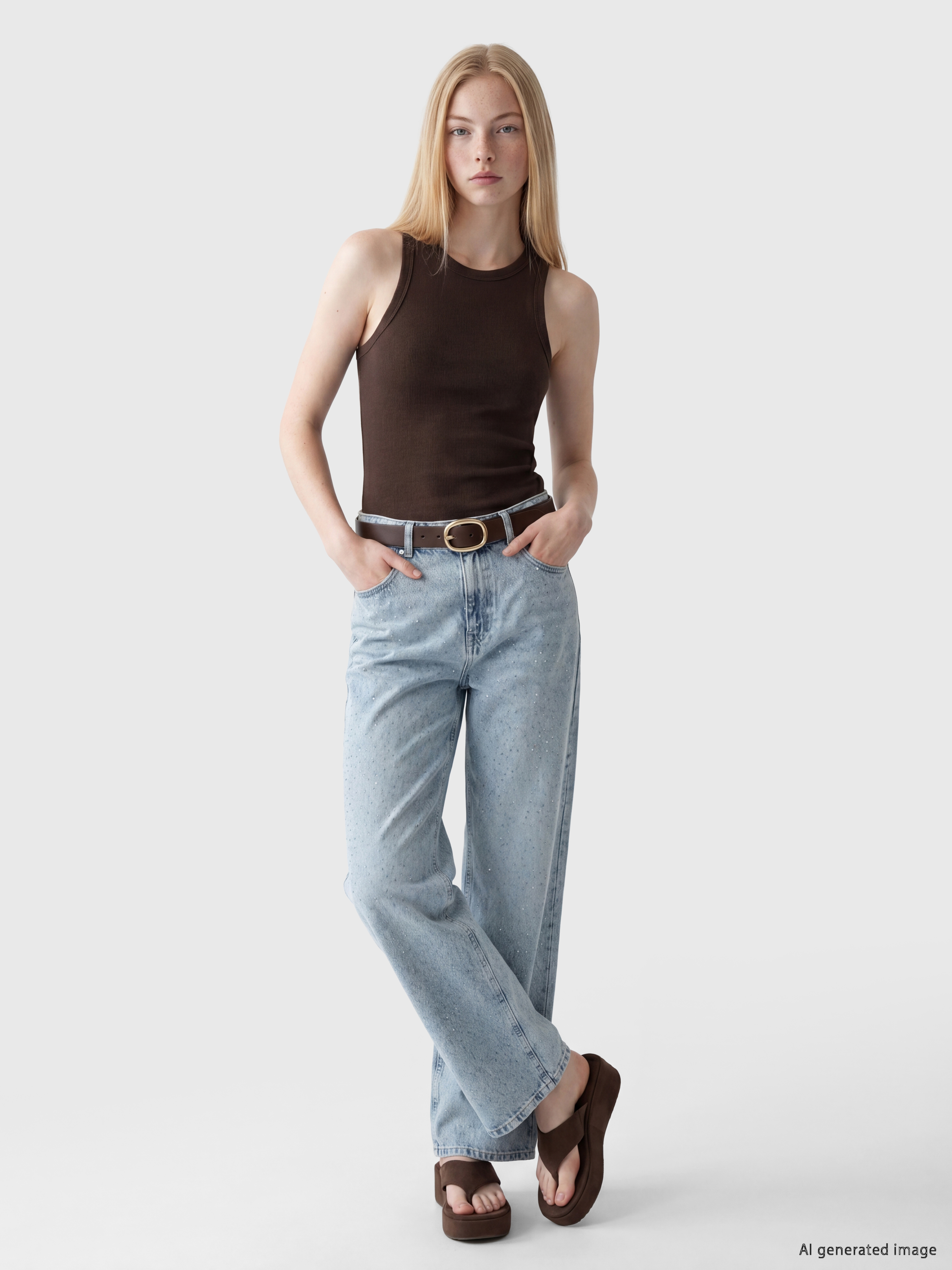 XSIDE Taşlı Wideleg Kadın Jean Pantolon