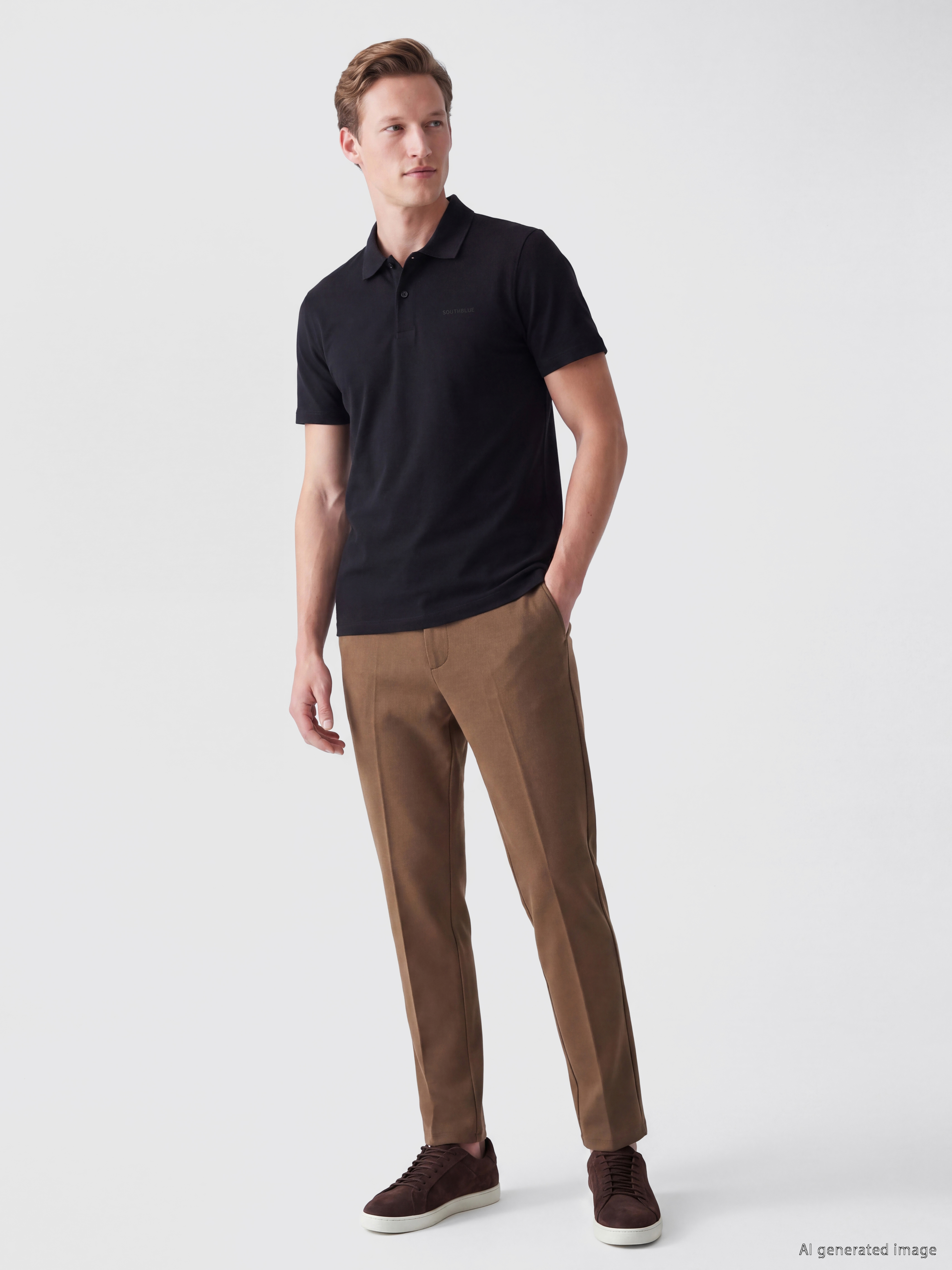 SOUTHBLUE Standart Fit Polo Yaka Penye Erkek Tişört görsel 2