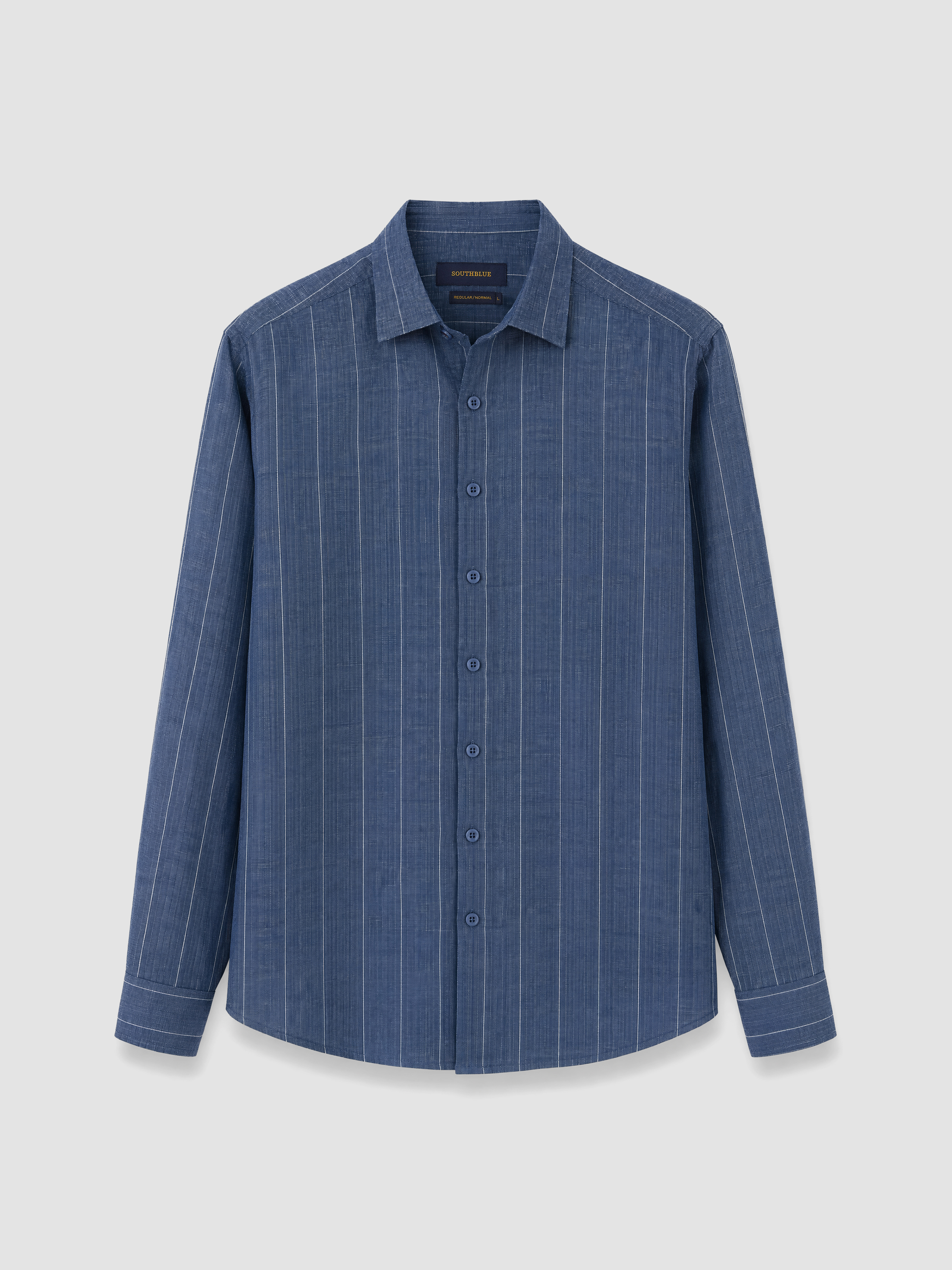 SOUTHBLUE Regular Fit Çizgili %100 Keten Erkek Gömlek görsel 5