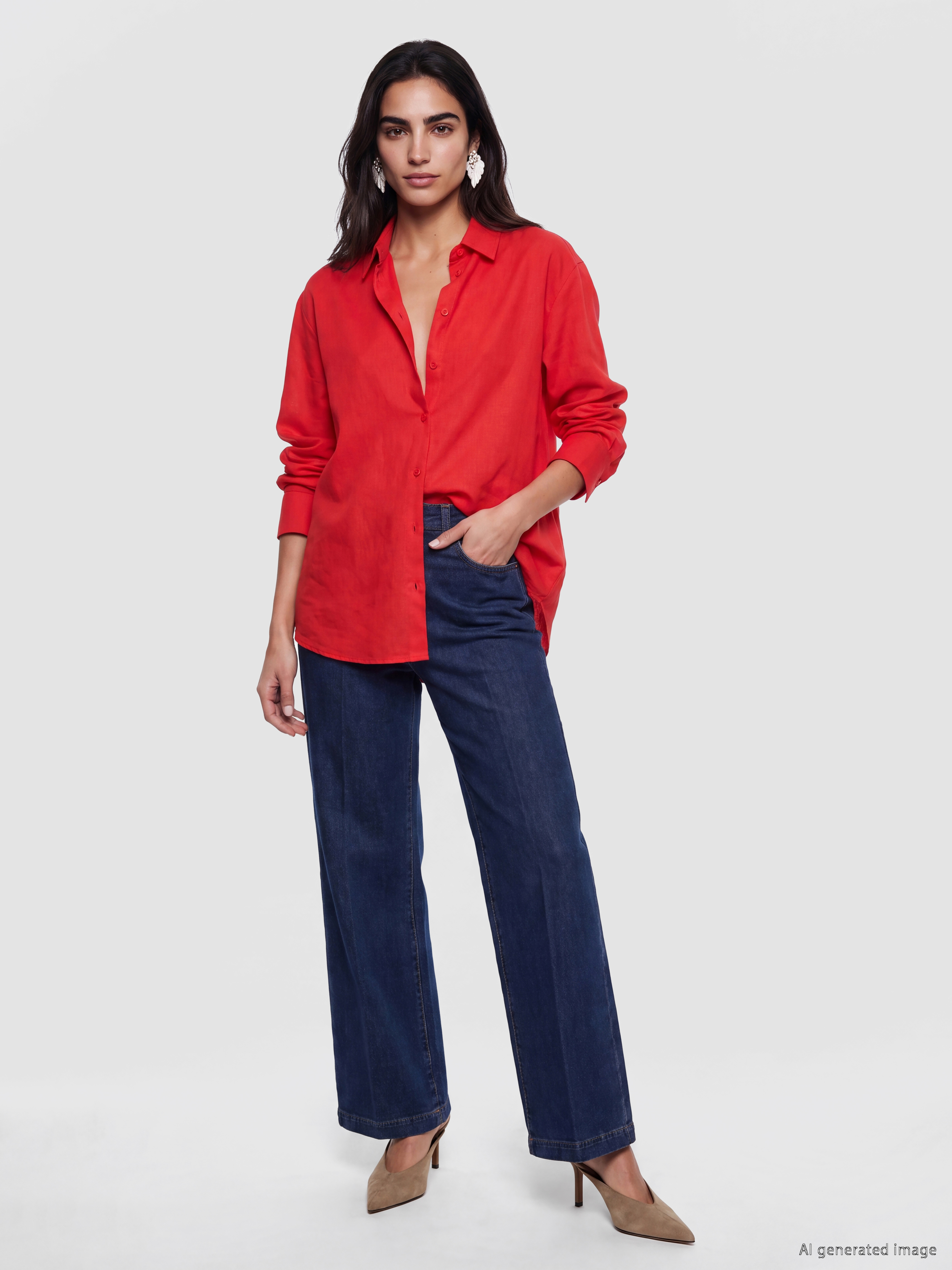 LCW Vision Oversize %100 Pamuklu Kadın Gömlek görsel 2