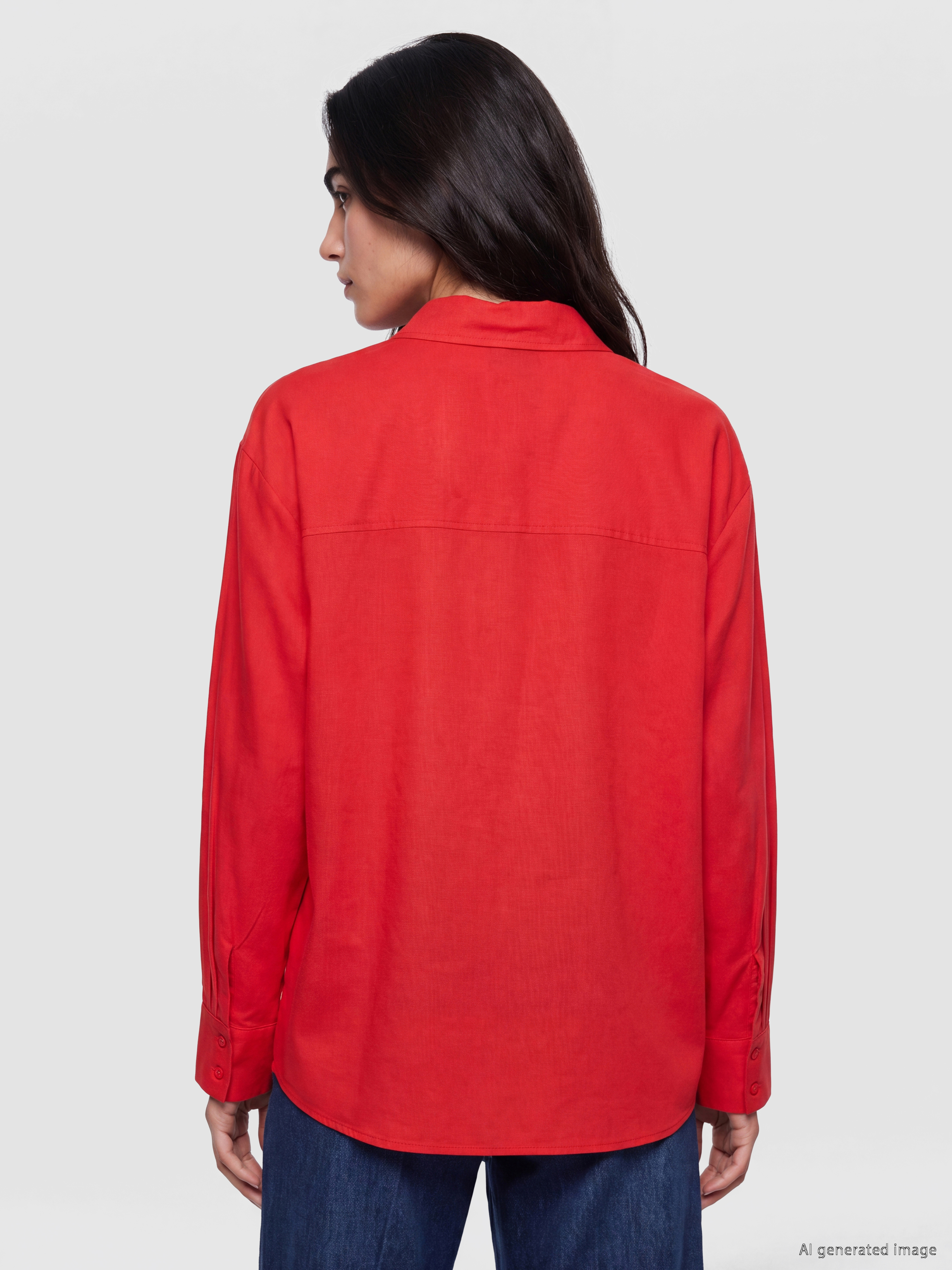 LCW Vision Oversize %100 Pamuklu Kadın Gömlek görsel 4