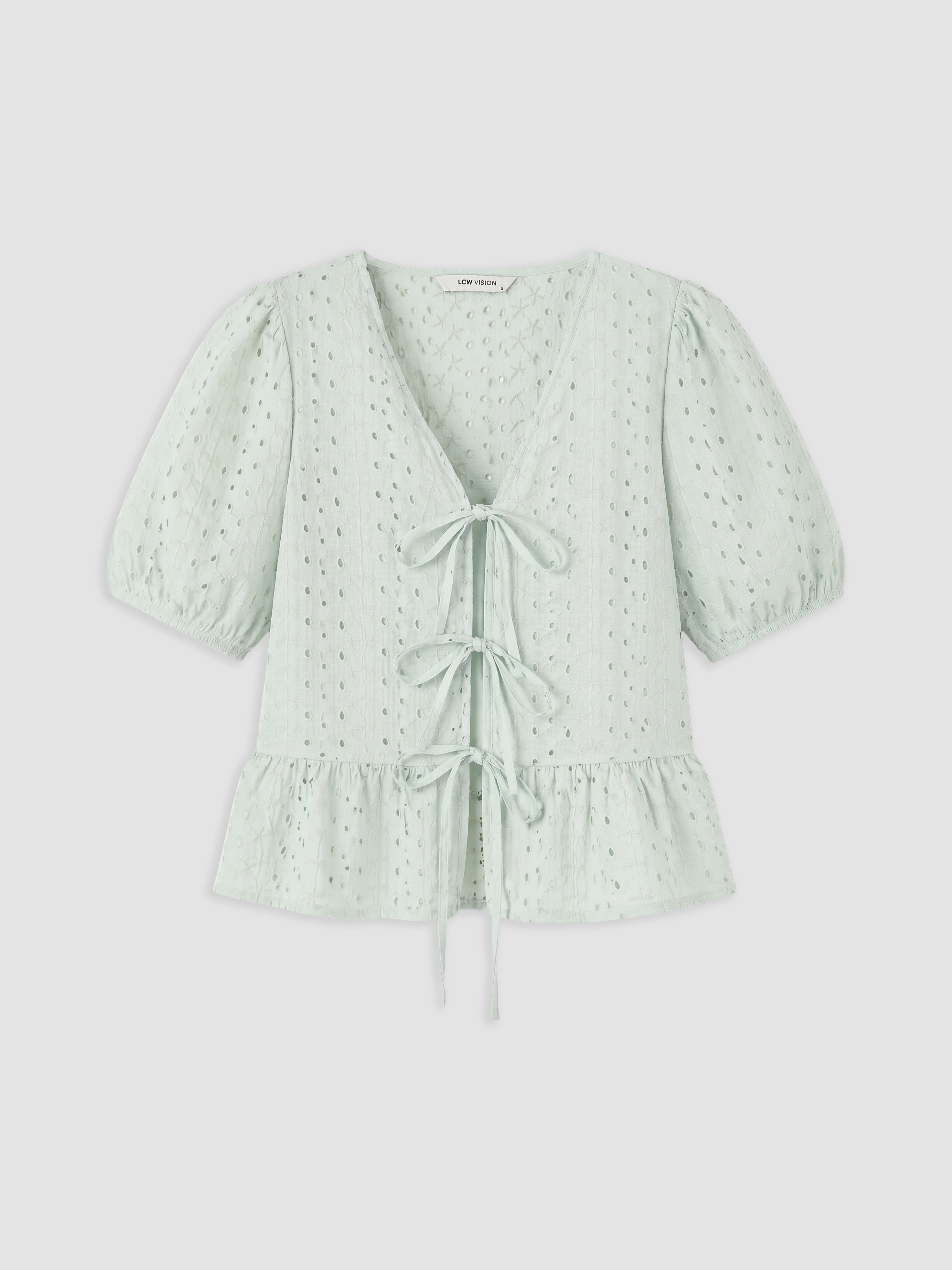 LCW Vision Brode Bağlamalı Peplum Bluz görsel 5