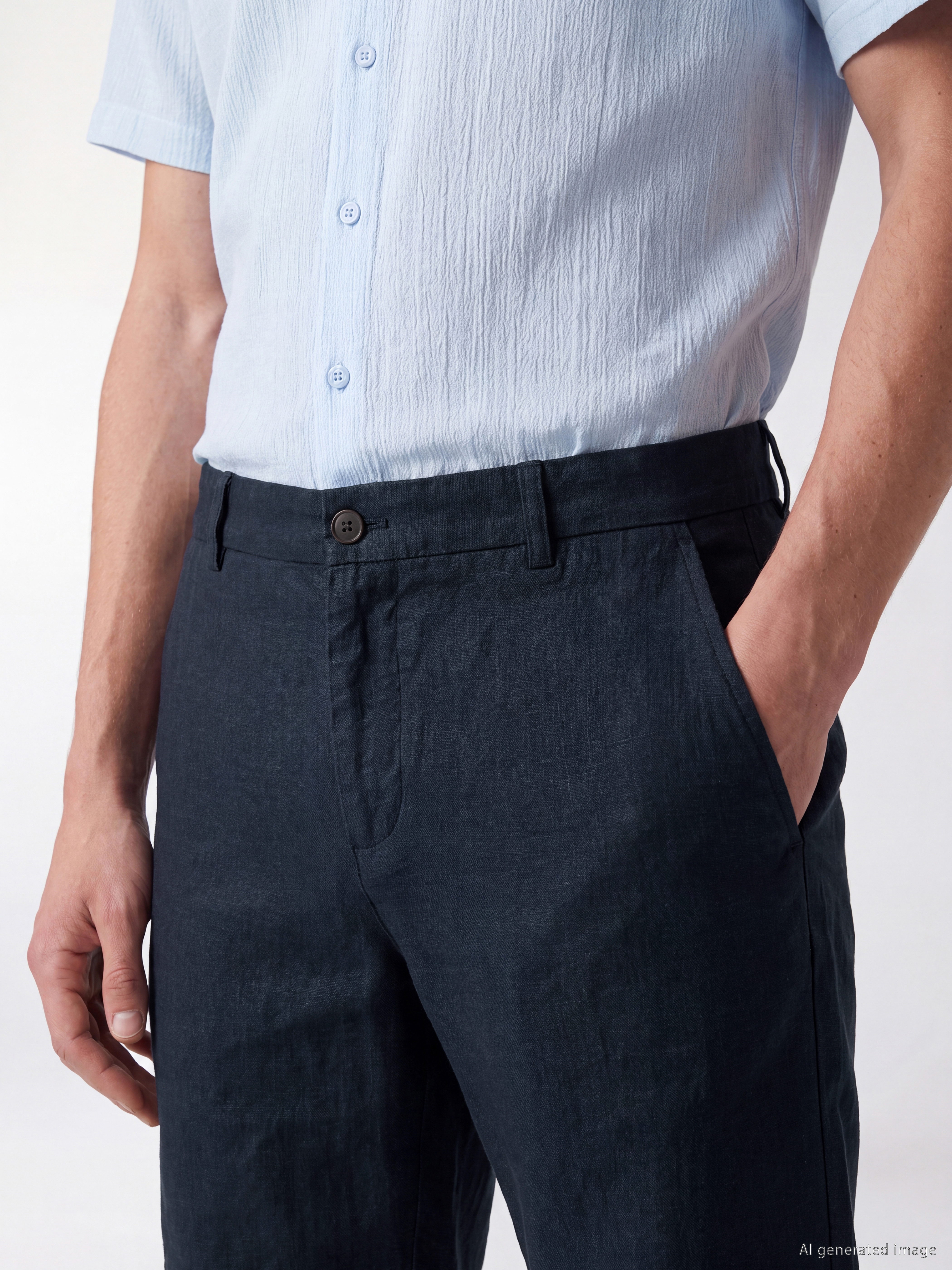 SOUTHBLUE Regular Fit Keten Karışımlı Erkek Şort görsel 3
