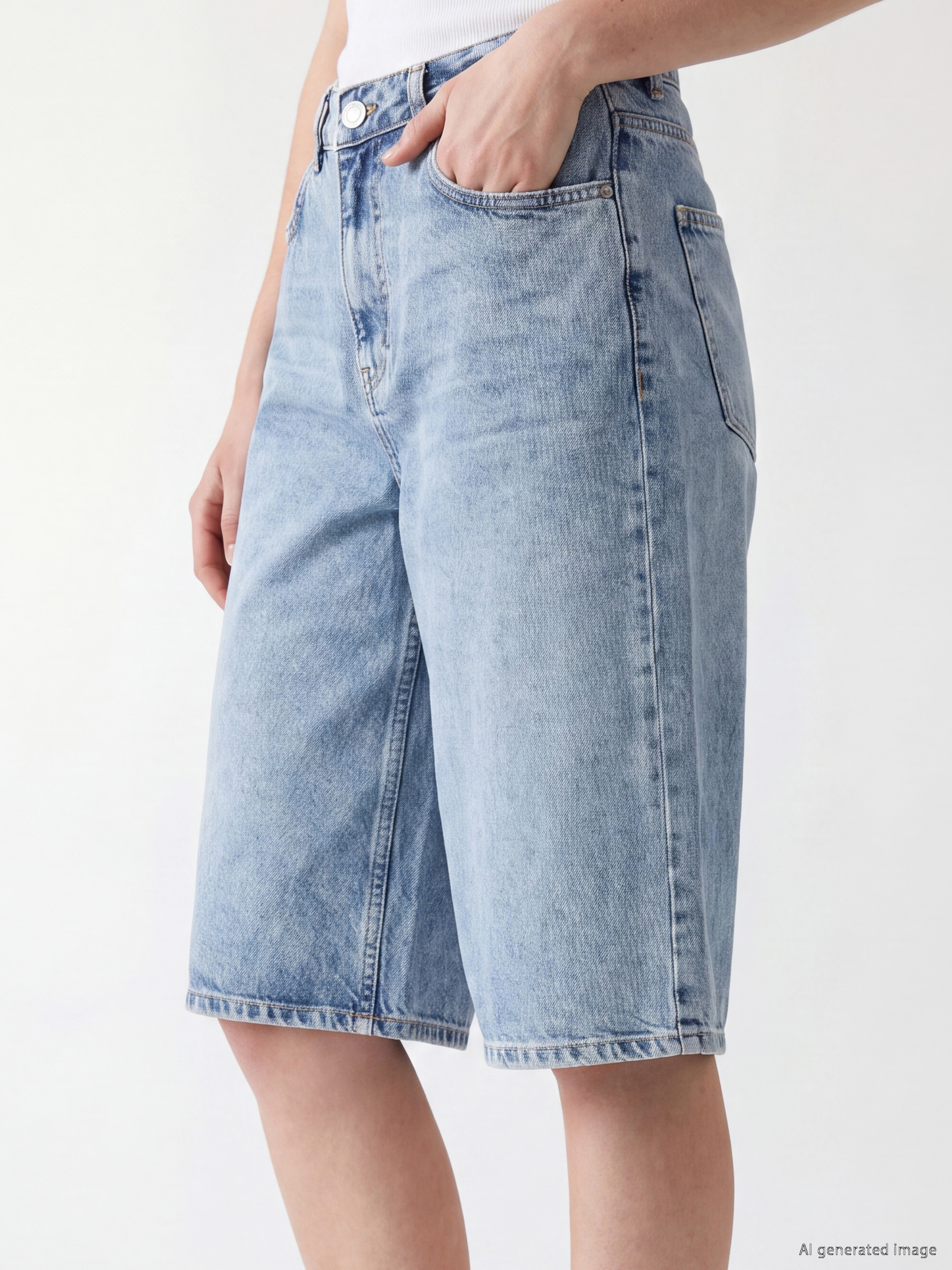 XSIDE Bermuda Fit Kadın Jean Şortolon görsel 3