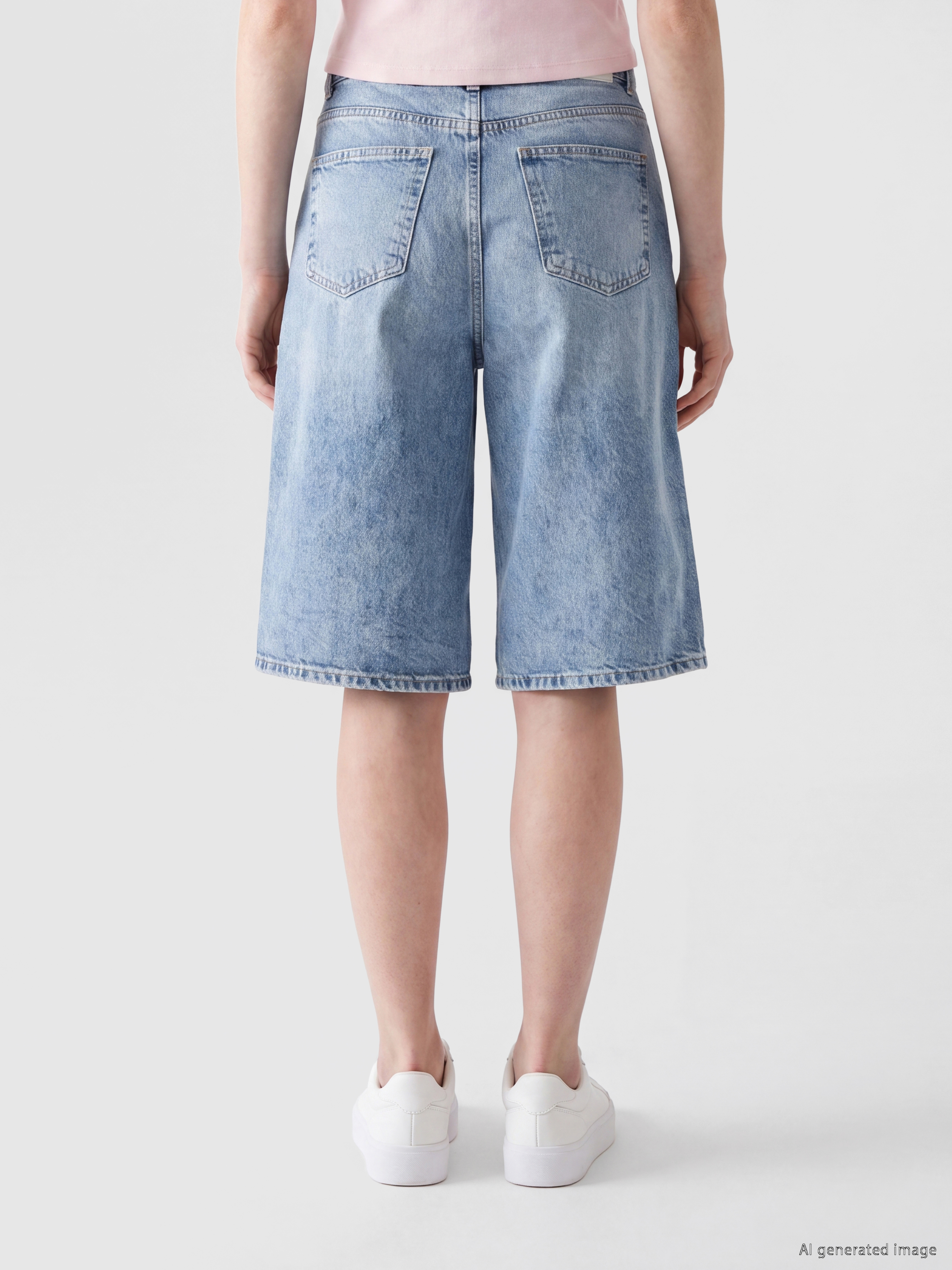 XSIDE Bermuda Fit Kadın Jean Şortolon görsel 4