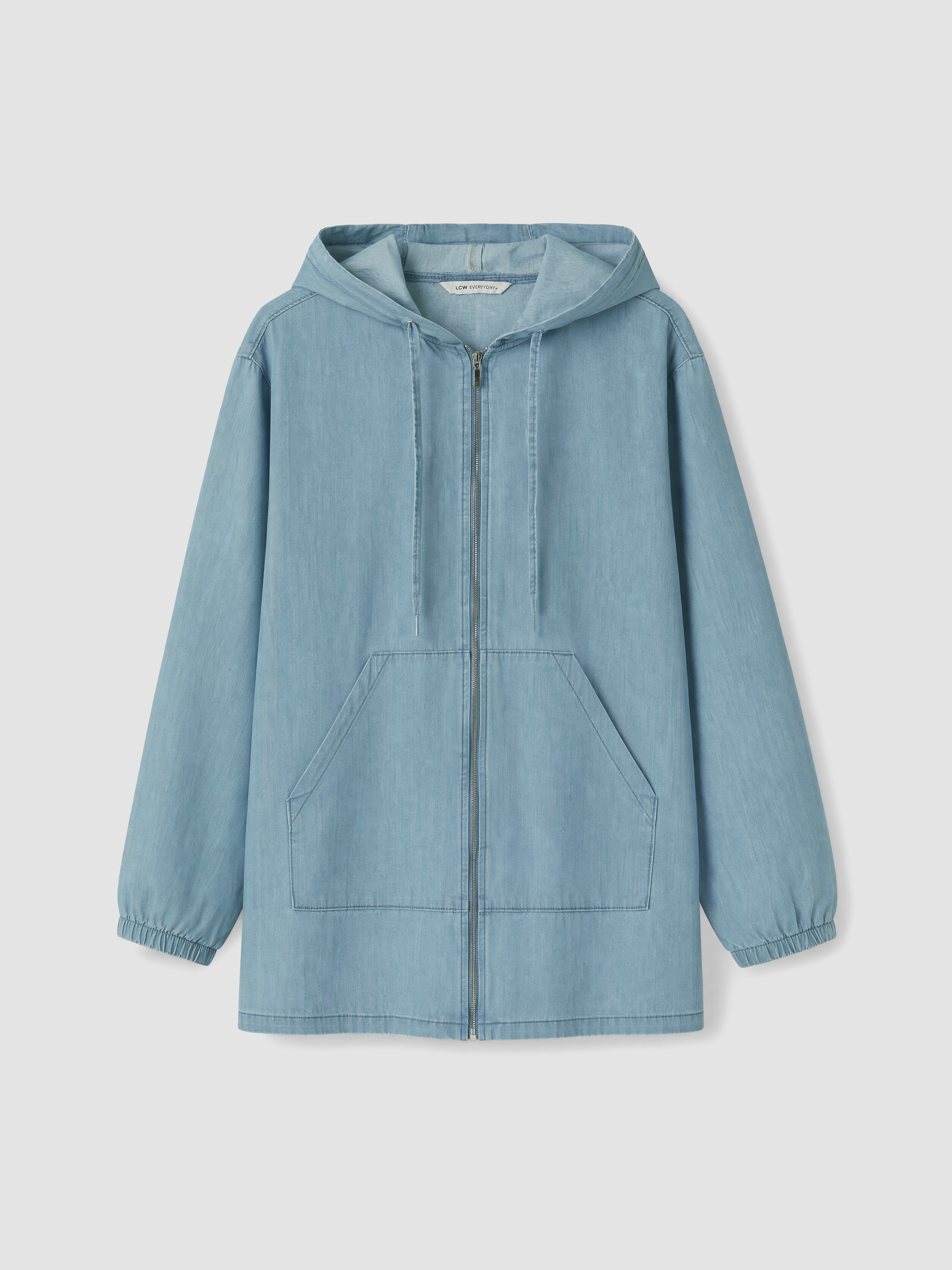 LCW EVERYDAY Kapüşonlu Fermuarlı Kadın Jean Tunik görsel 5