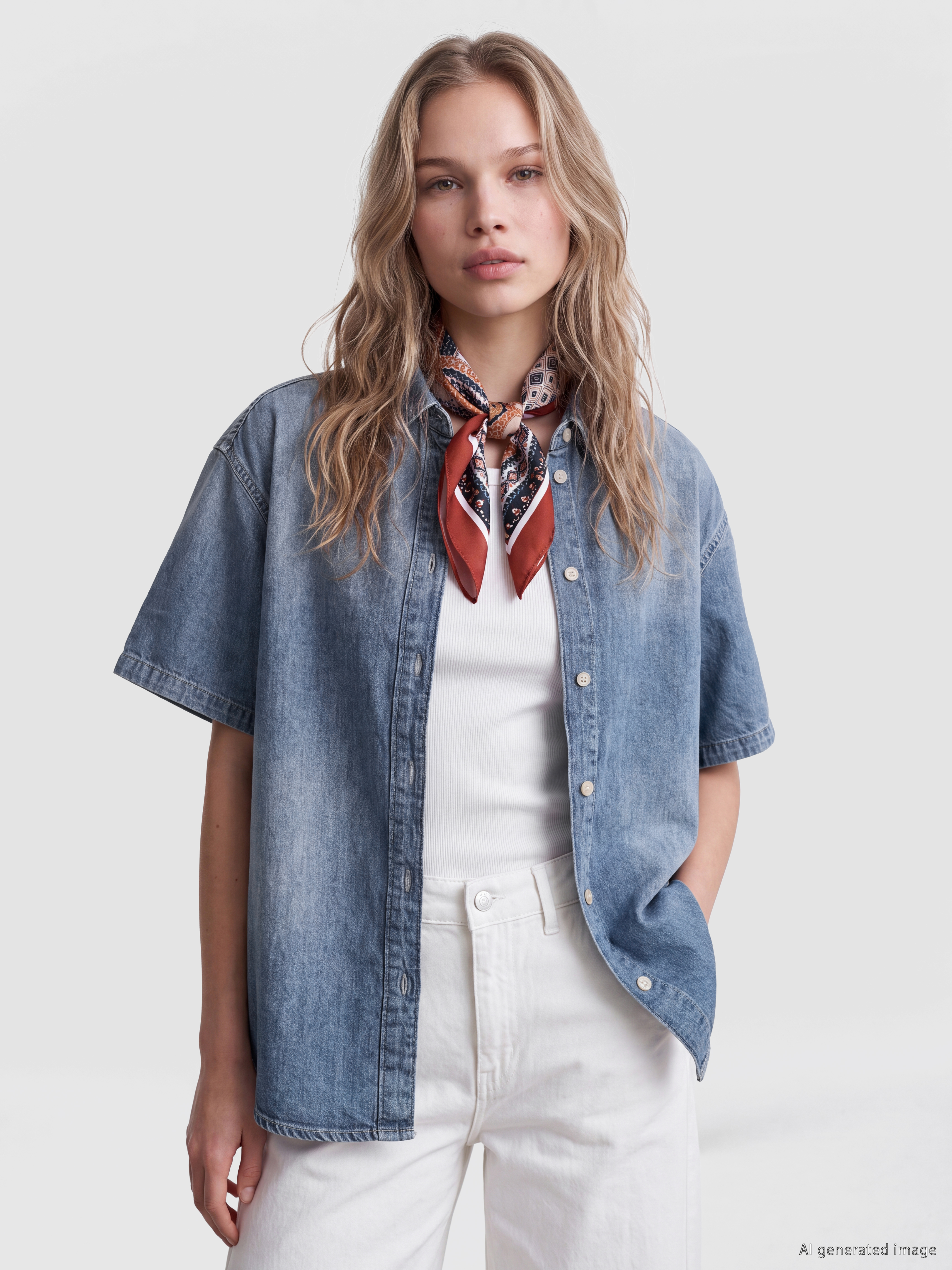 LCW Vision Loose Fit Kadın Jean Gömlek