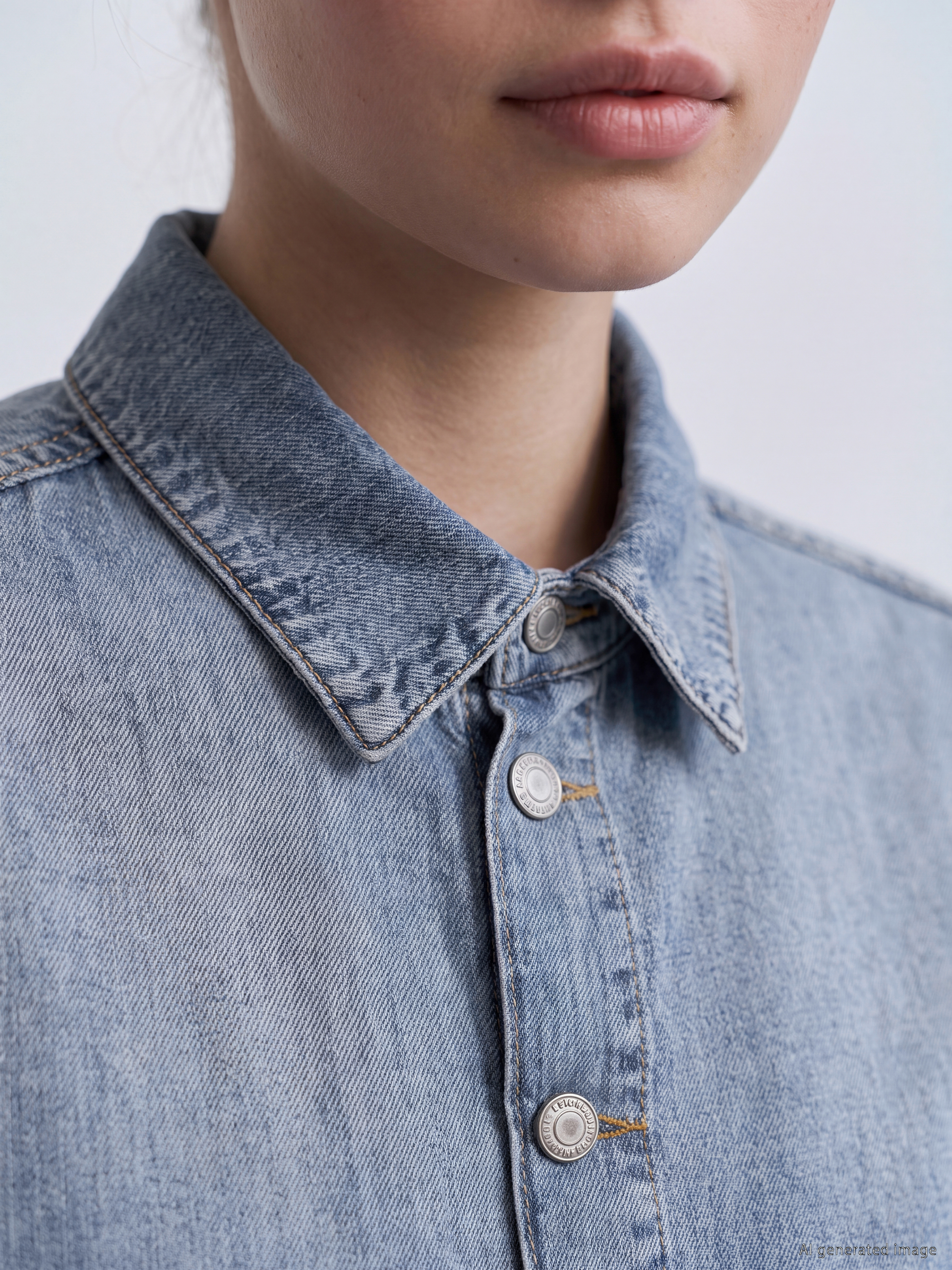 LCW Vision Loose Fit Kadın Jean Gömlek görsel 3