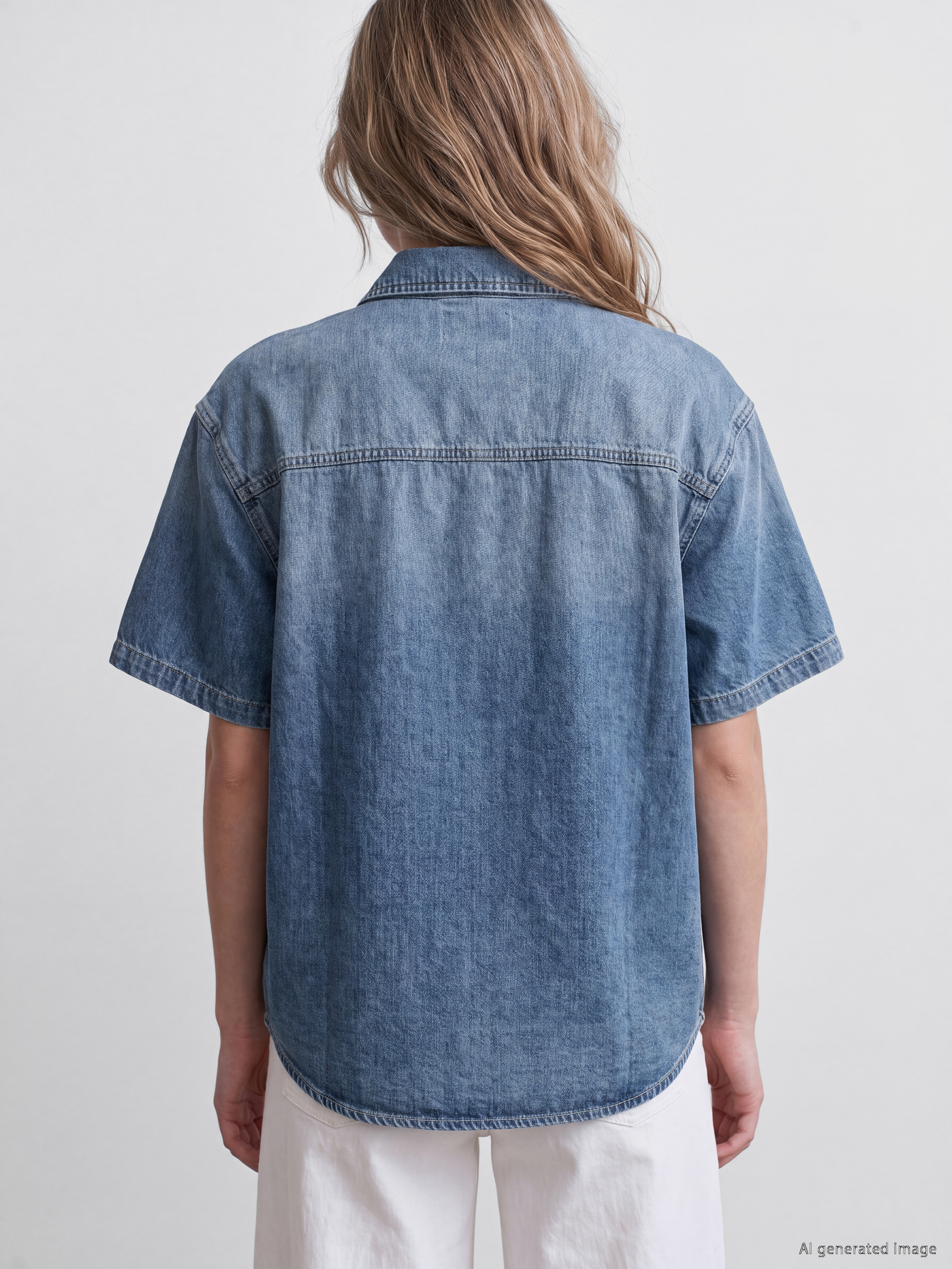 LCW Vision Loose Fit Kadın Jean Gömlek görsel 4