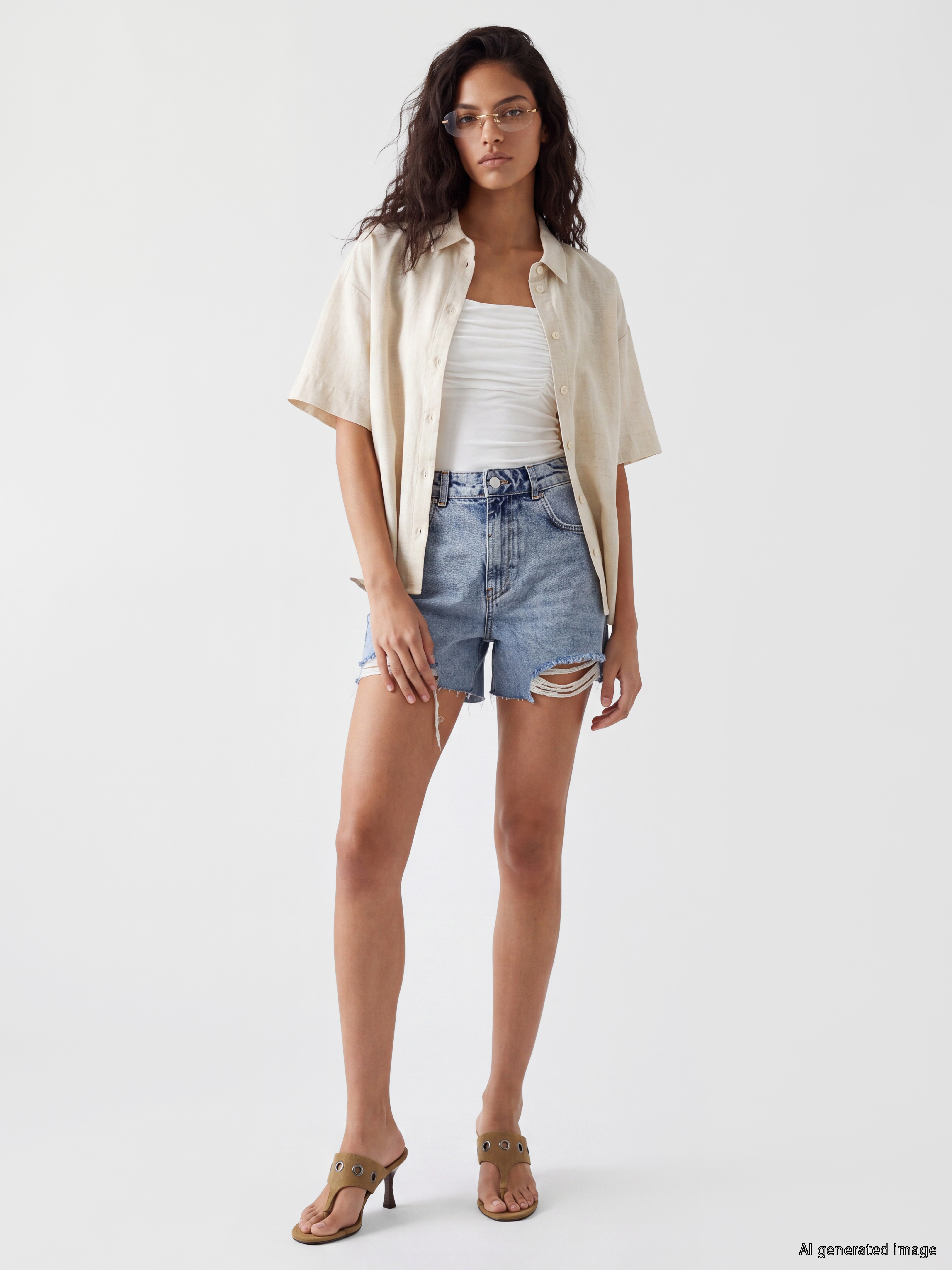 XSIDE Oversize Keten Karışımlı Kadın Gömlek görsel 2